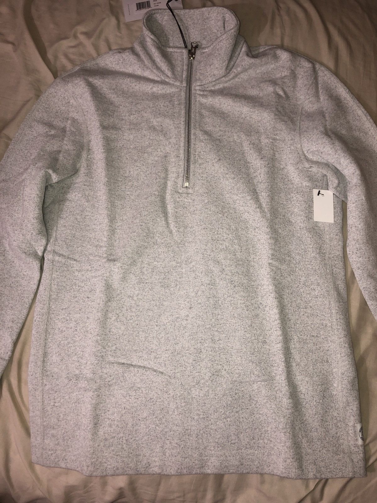 image of Reigning Champ Loopback Cotton Jersey Half Zip Sweatshirt in Grey, Men's (Size XS)