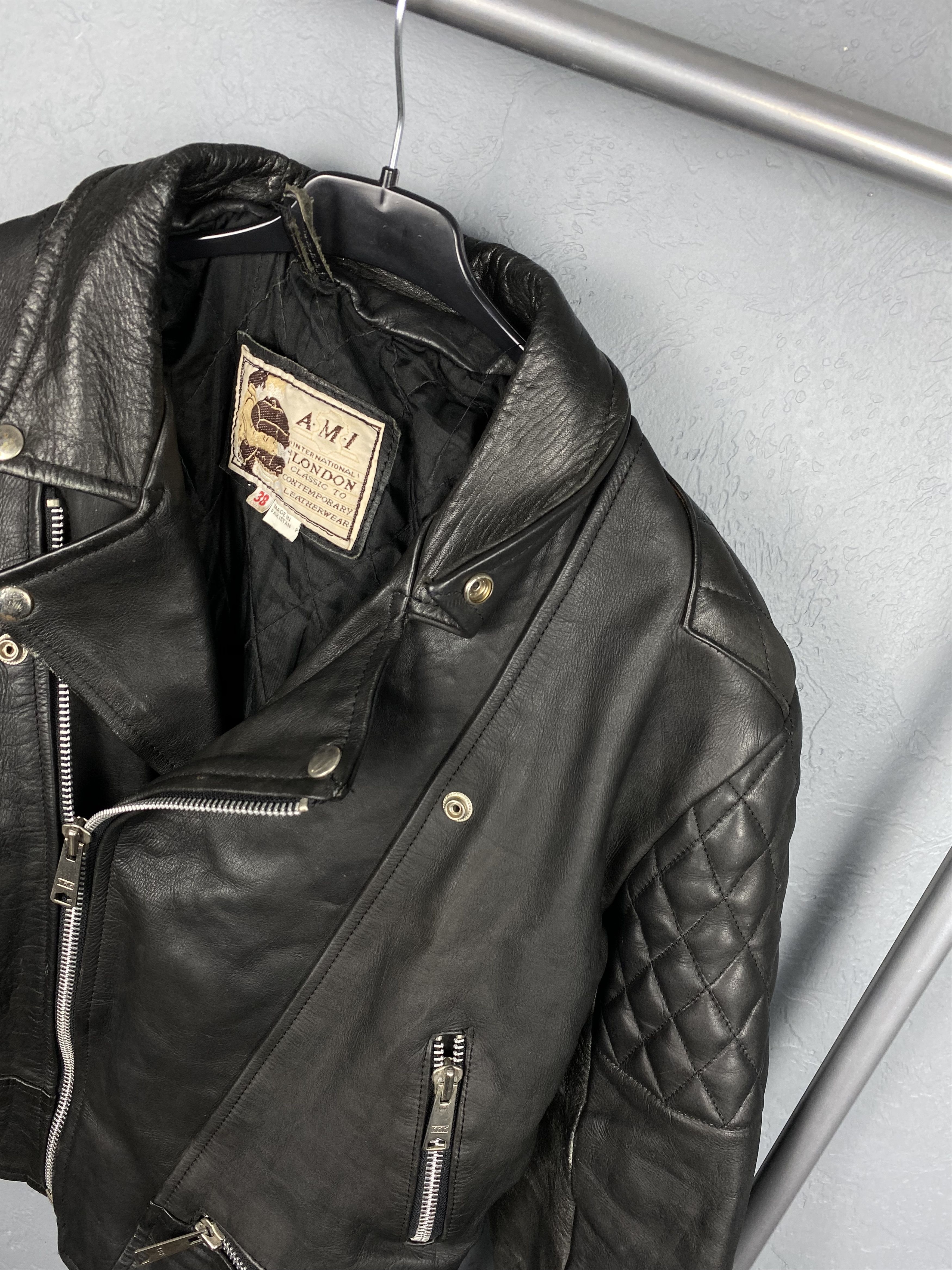 AMI AMI London 90s Vintage Biker Leather Jacket Size US M / EU 48-50 / 2 - 2 Thumbnail