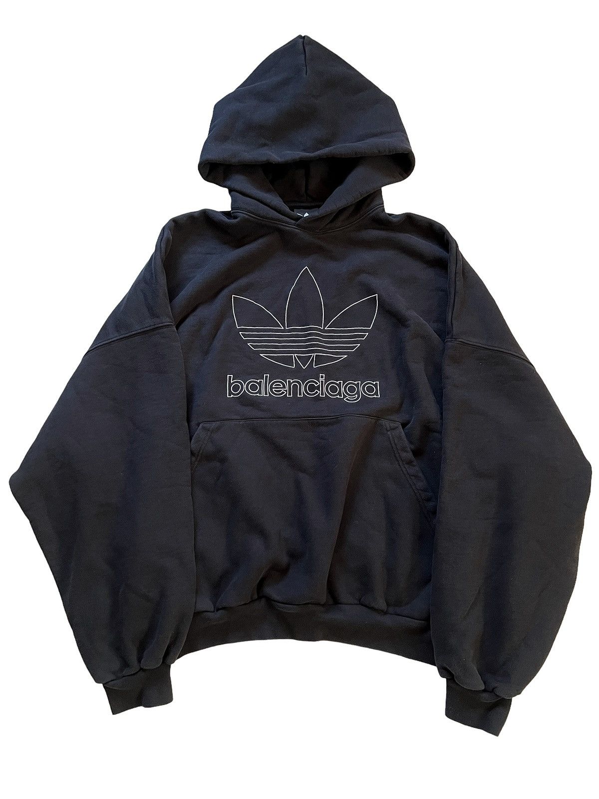 Balenciaga Black Adidas Wash Logo Hoodie Size US M / EU 48-50 / 2 - 1 Thumbnail