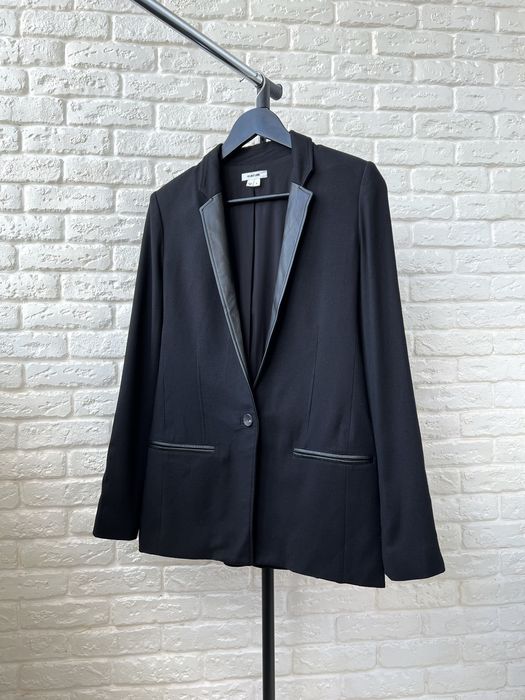 Helmut Lang Helmut Lang Black Wool / Leather One Button Blazer Jacket ...