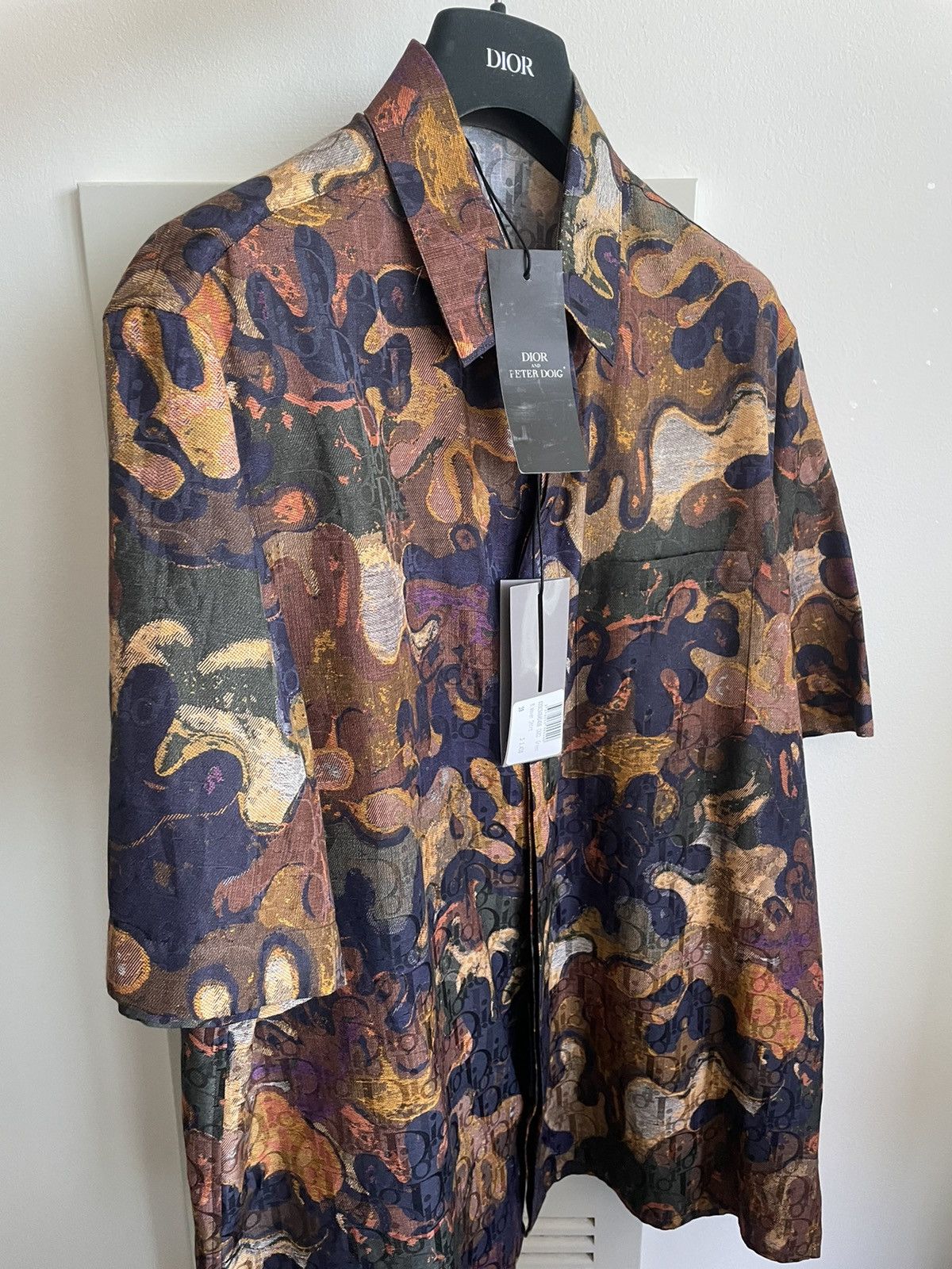 Dior Super Rare Runway Dior x Peter Doig Oblique Logo Silk Shirt Size US M / EU 48-50 / 2 - 15 Thumbnail