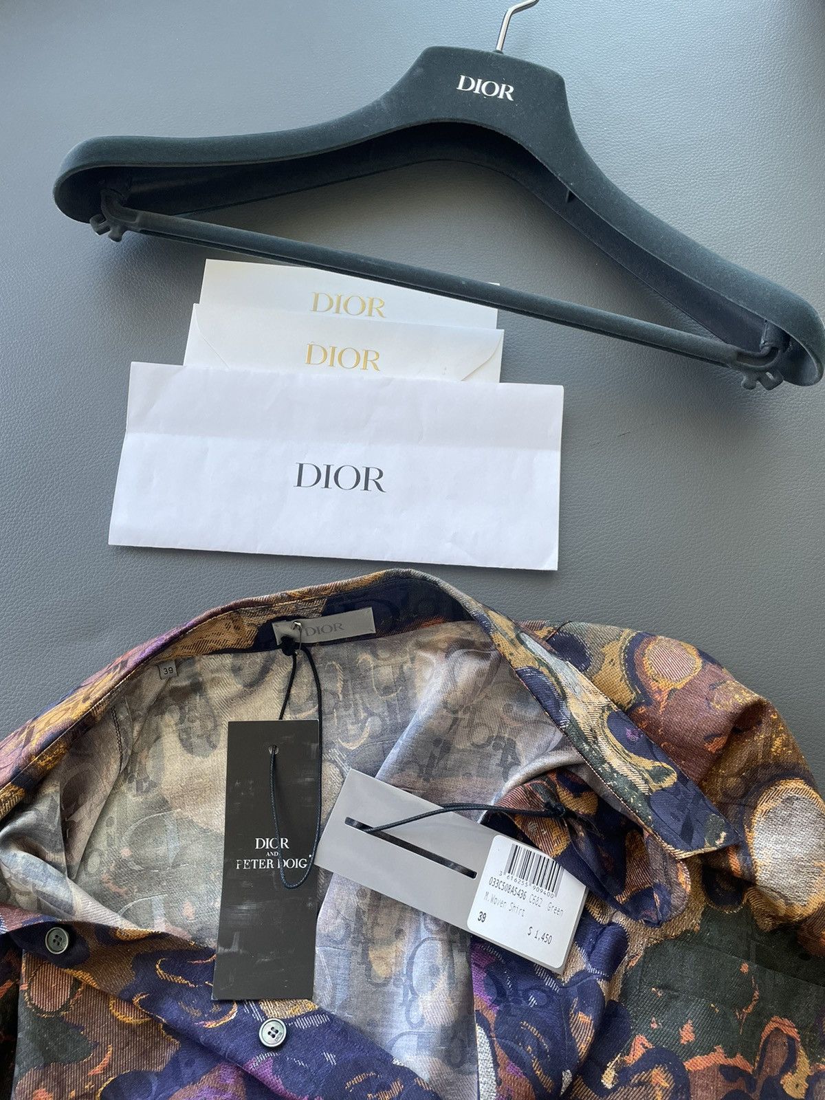 Dior Super Rare Runway Dior x Peter Doig Oblique Logo Silk Shirt Size US M / EU 48-50 / 2 - 21 Thumbnail