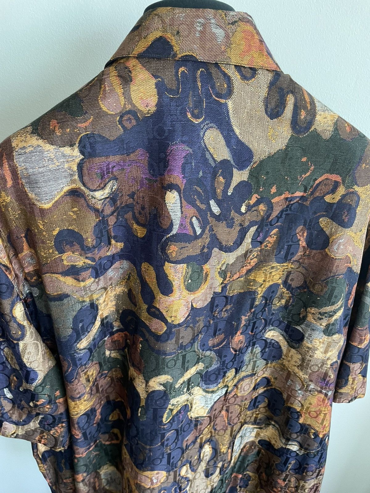 Dior Super Rare Runway Dior x Peter Doig Oblique Logo Silk Shirt Size US M / EU 48-50 / 2 - 24 Thumbnail