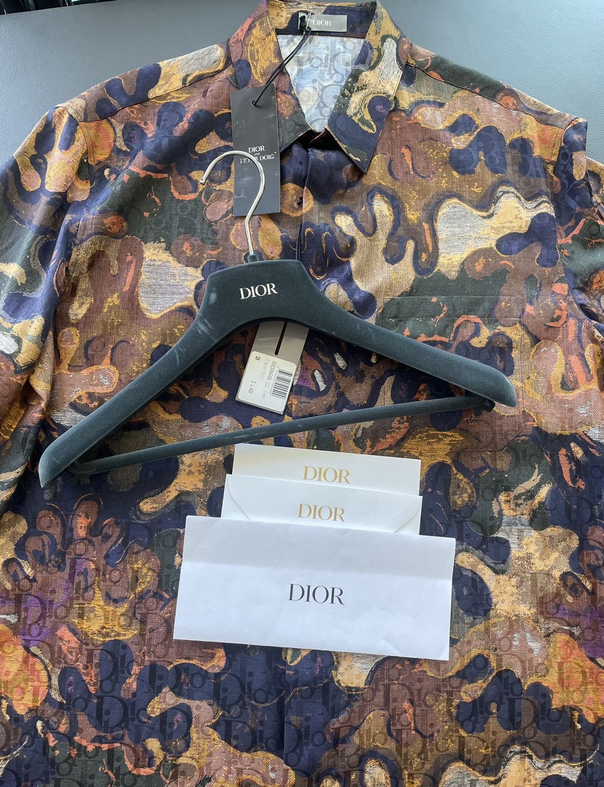 Dior Super Rare Runway Dior x Peter Doig Oblique Logo Silk Shirt Size US M / EU 48-50 / 2 - 11 Thumbnail