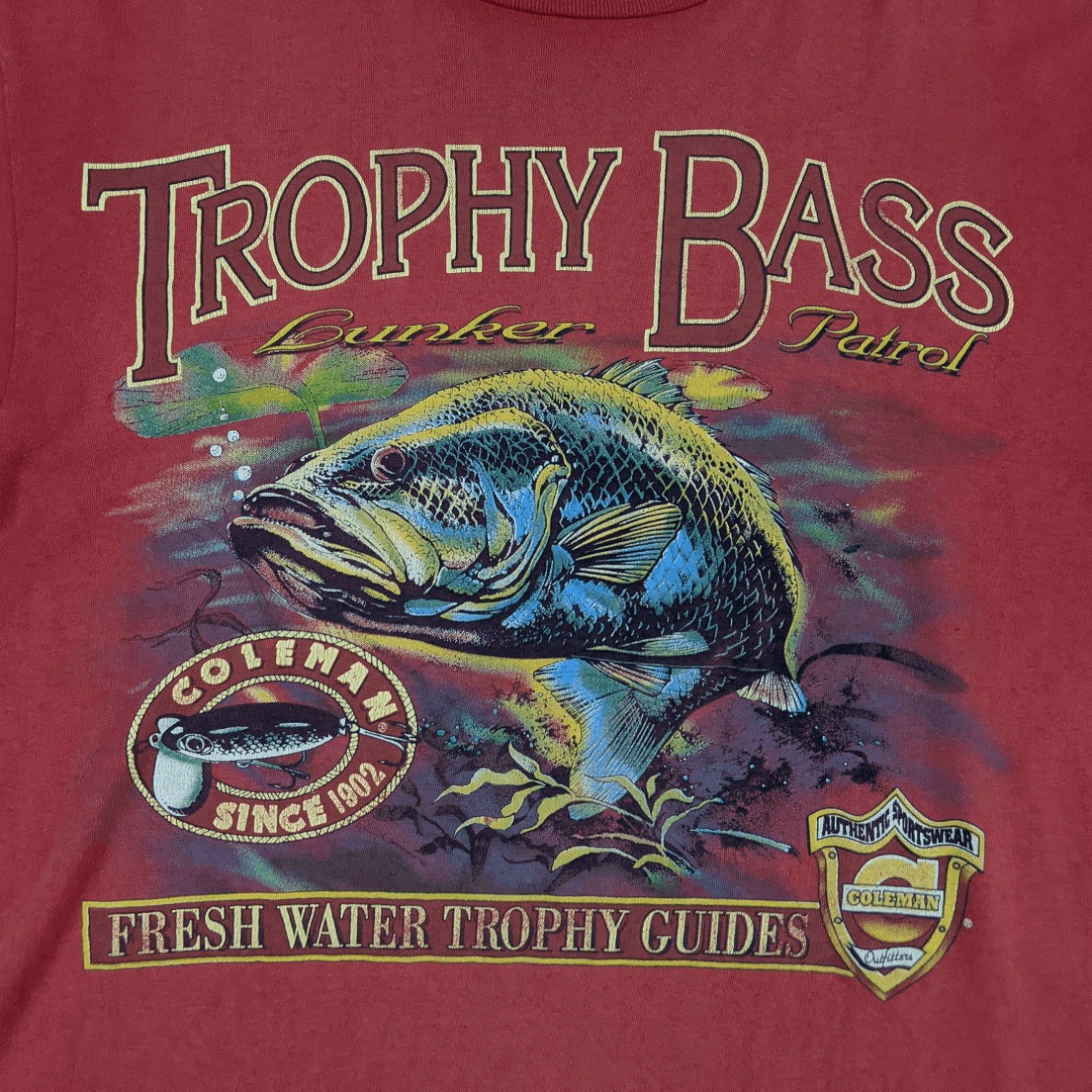 Coleman 90's COLEMAN Trophy Bass Fishing Single Stitches T-Shirt Size US L / EU 52-54 / 3 - 5 Thumbnail
