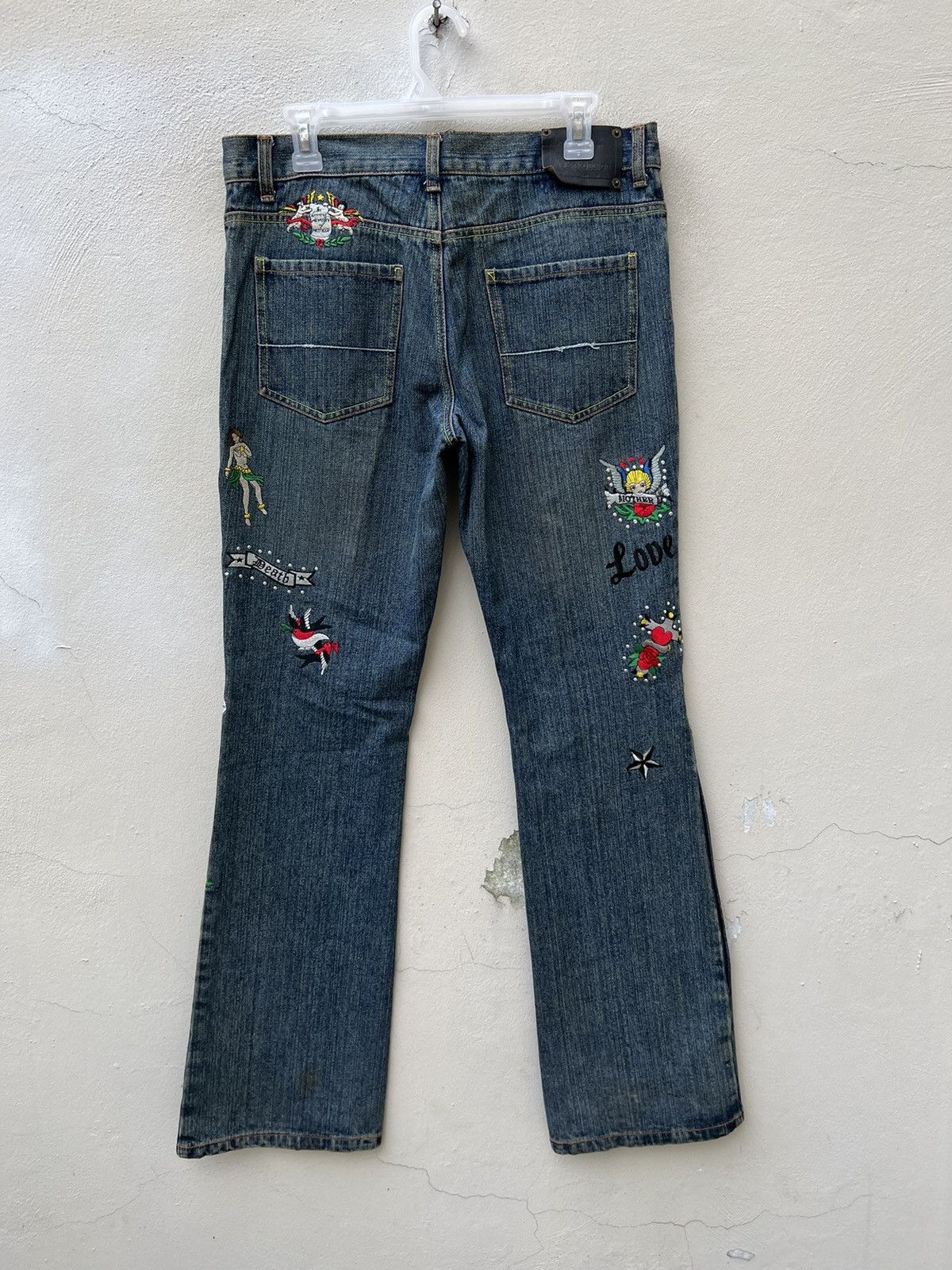 Vintage Semantic Design Japan Embroidery Denim Flare Jeans Size US 31 - 15 Thumbnail