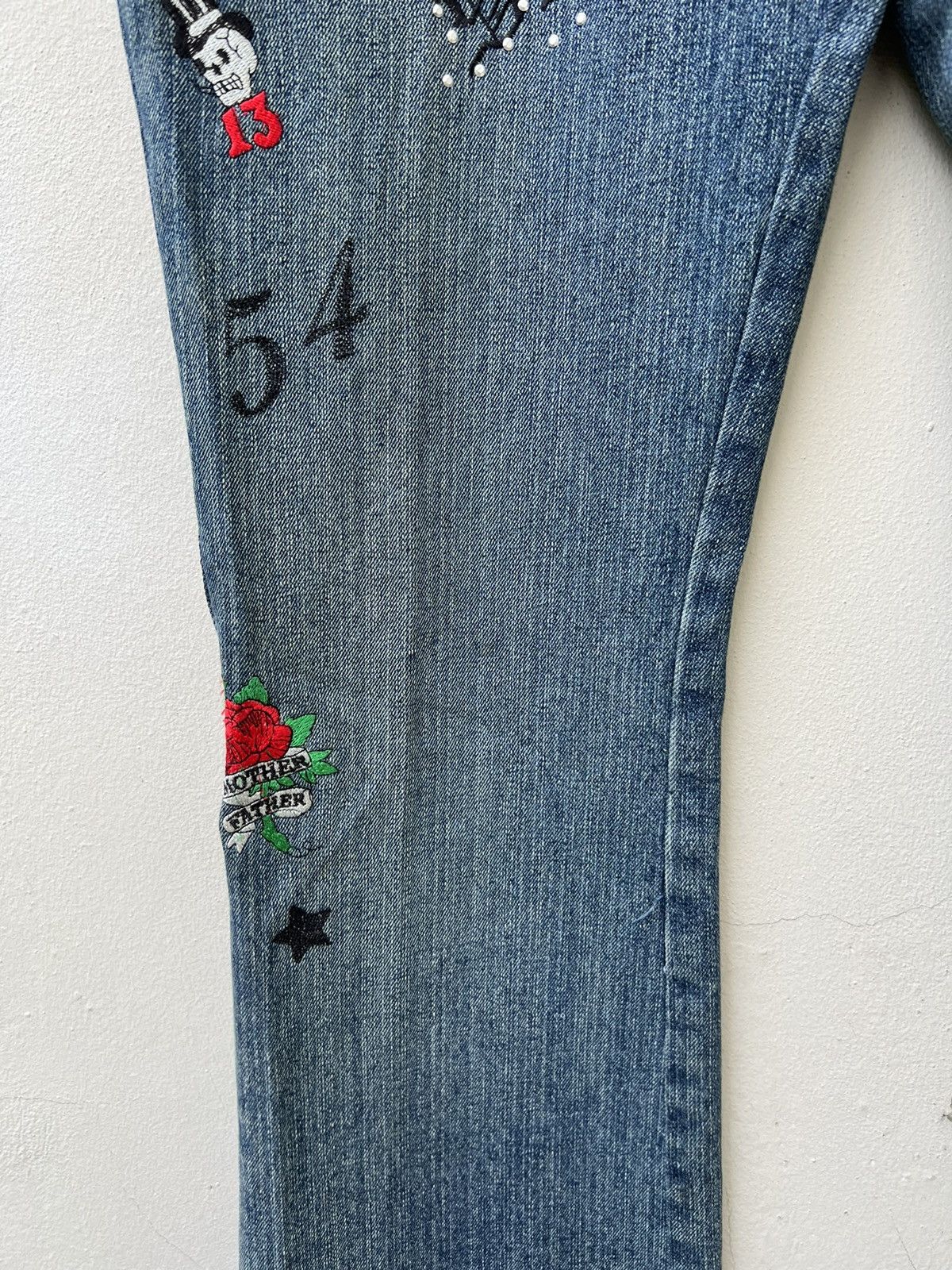 Vintage Semantic Design Japan Embroidery Denim Flare Jeans Size US 31 - 10 Thumbnail