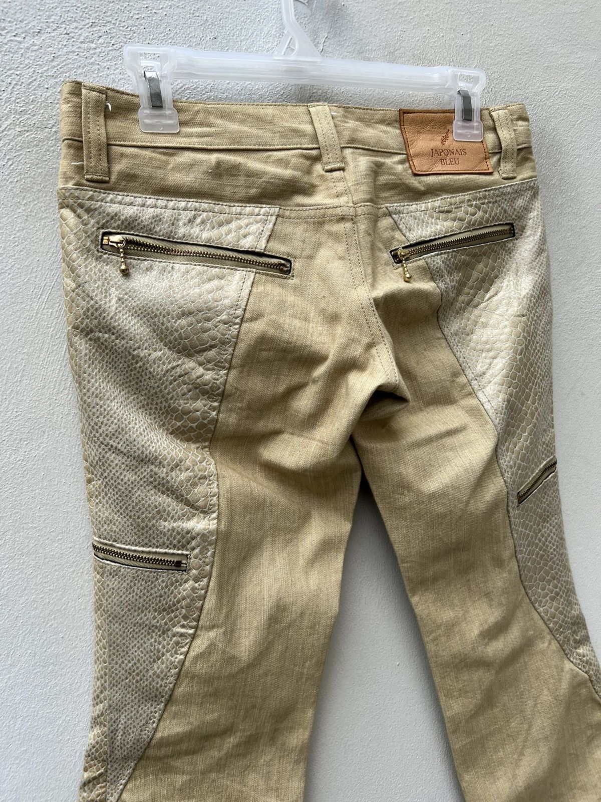 Vintage JAPONAIS BLEU Japan Snake Scales Zipper Flare Jeans Size US 28 / EU 44 - 16 Thumbnail
