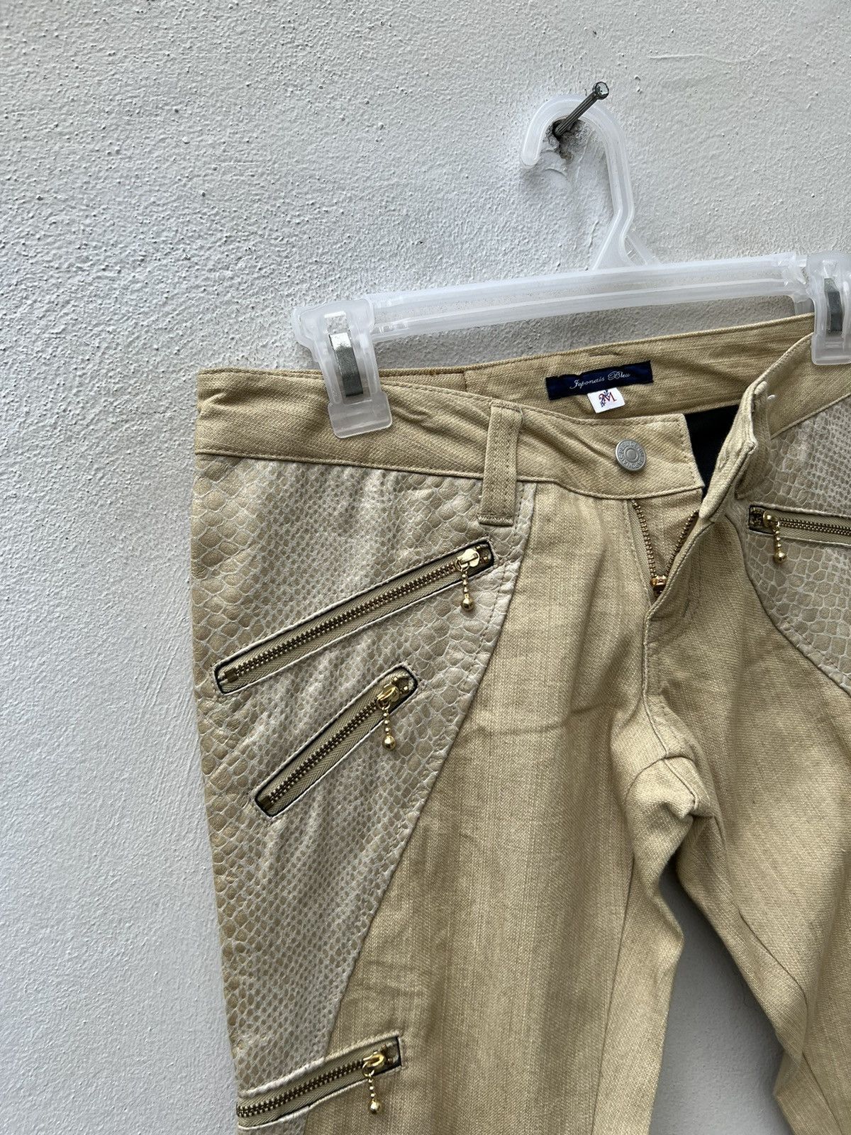 Vintage JAPONAIS BLEU Japan Snake Scales Zipper Flare Jeans Size US 28 / EU 44 - 9 Thumbnail