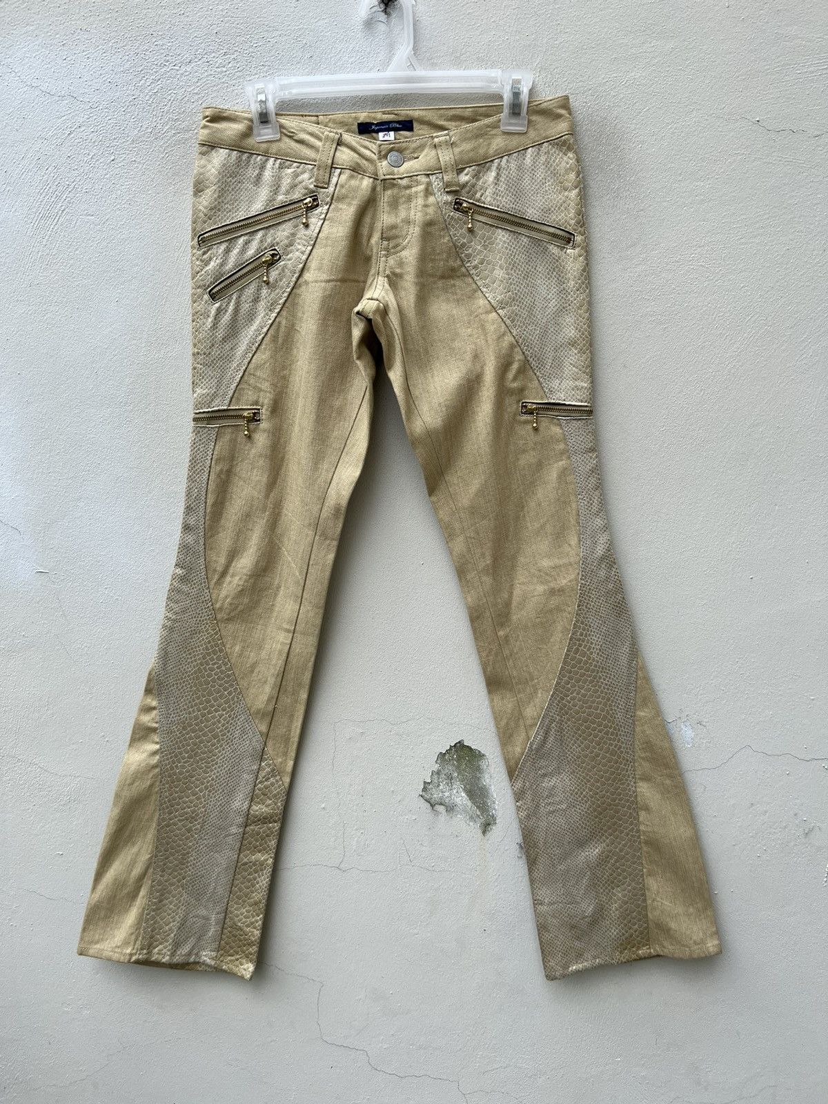 Vintage JAPONAIS BLEU Japan Snake Scales Zipper Flare Jeans Size US 28 / EU 44 - 6 Thumbnail