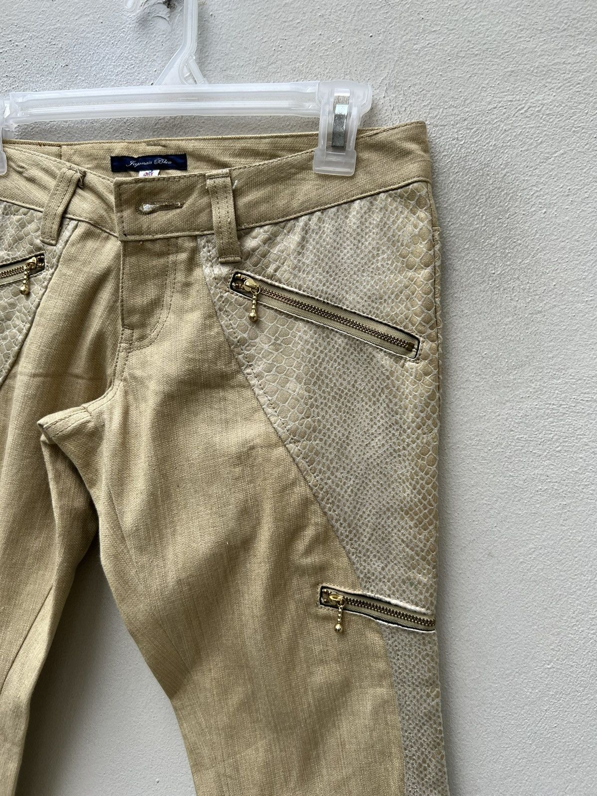 Vintage JAPONAIS BLEU Japan Snake Scales Zipper Flare Jeans Size US 28 / EU 44 - 12 Thumbnail