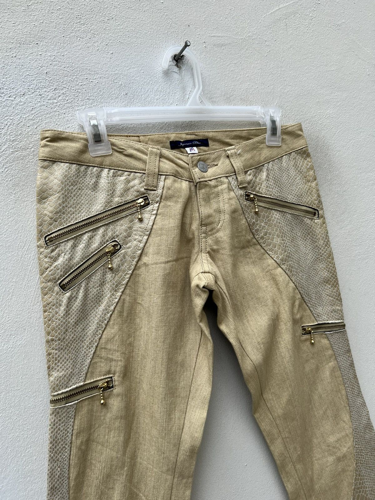 Vintage JAPONAIS BLEU Japan Snake Scales Zipper Flare Jeans Size US 28 / EU 44 - 7 Thumbnail