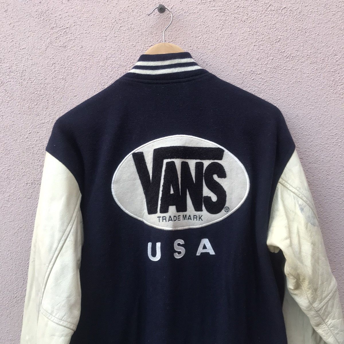 Vans RARE Vintage 90s Vans big logo varsity jacket leather Size US M / EU 48-50 / 2 - 5 Thumbnail