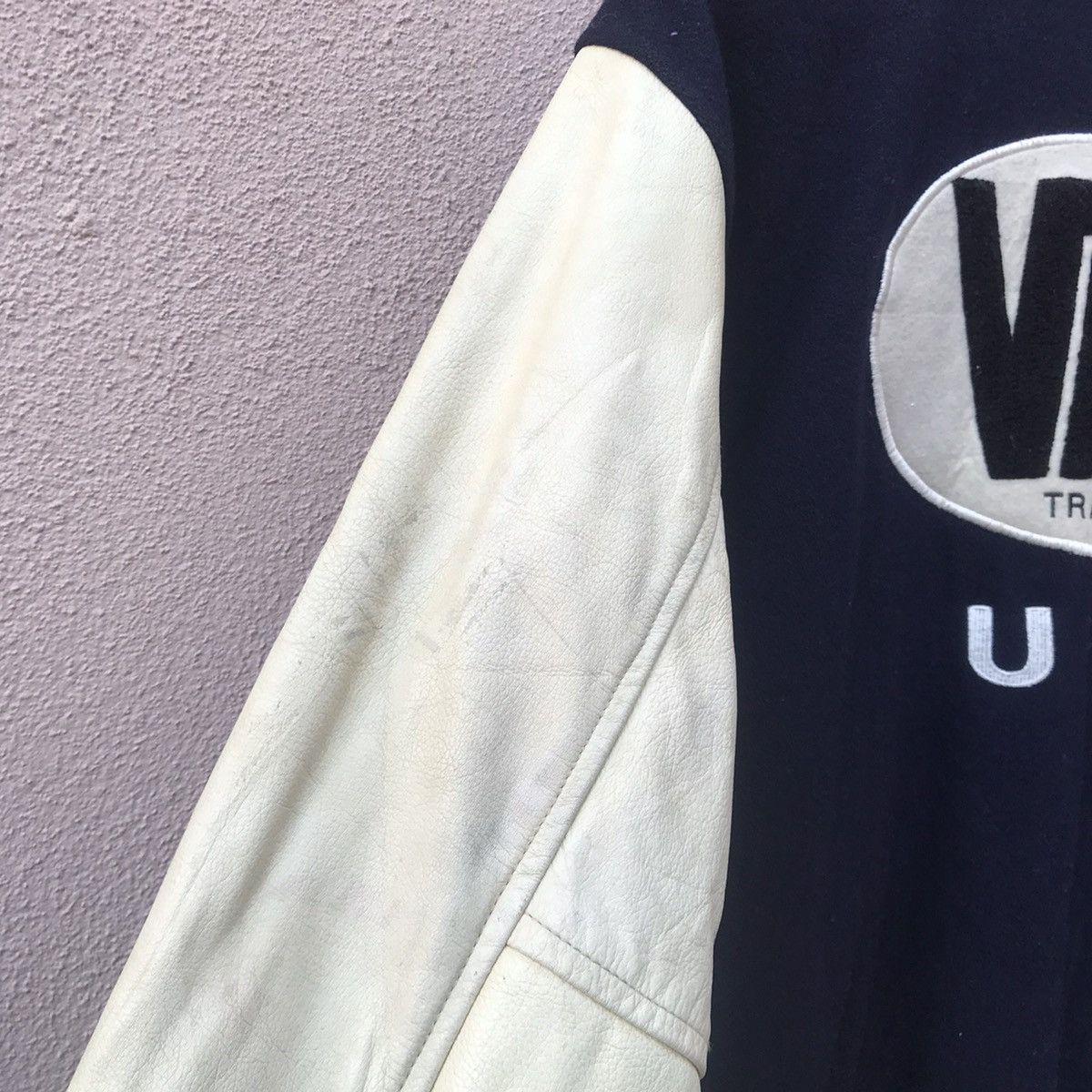 Vans RARE Vintage 90s Vans big logo varsity jacket leather Size US M / EU 48-50 / 2 - 9 Thumbnail