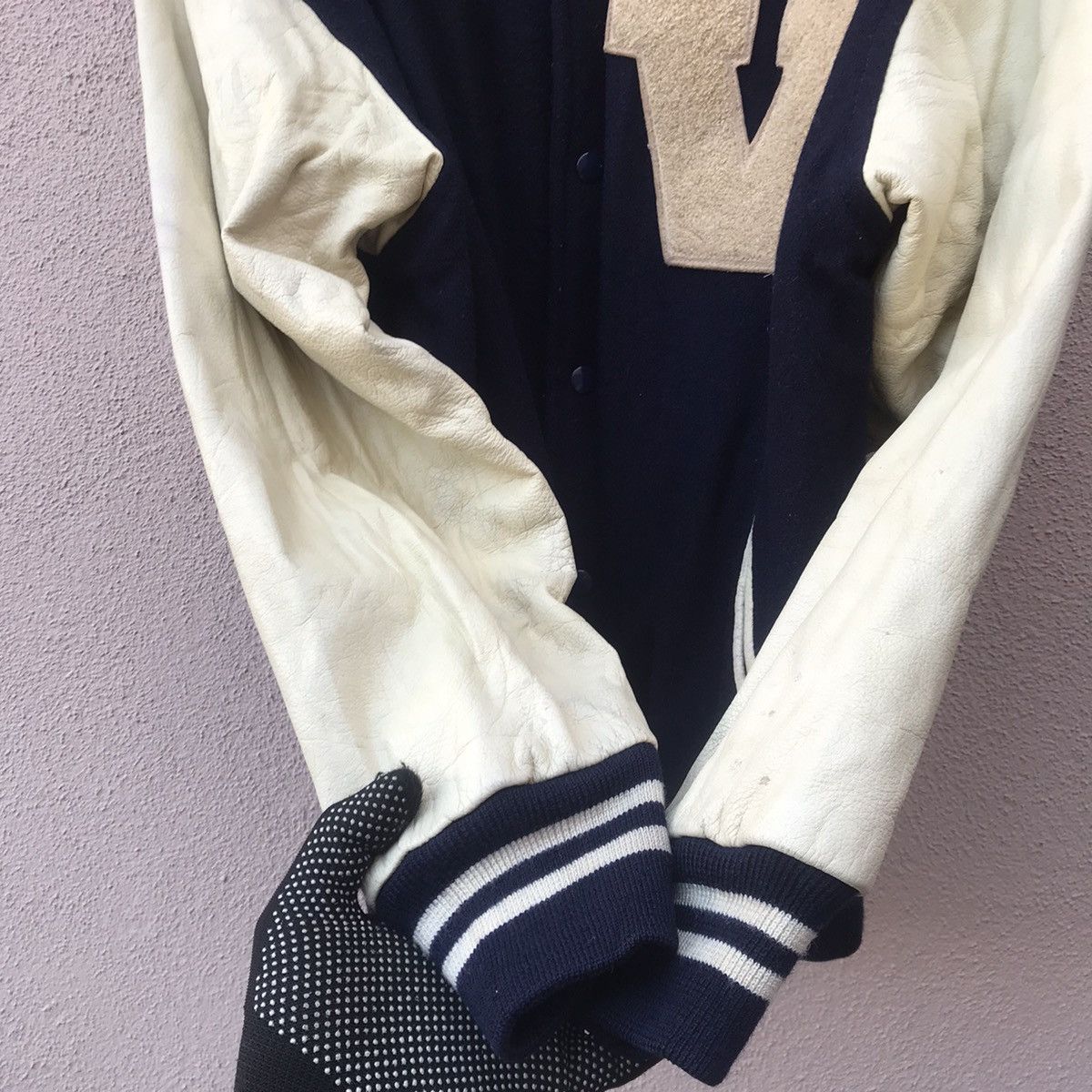 Vans RARE Vintage 90s Vans big logo varsity jacket leather Size US M / EU 48-50 / 2 - 12 Thumbnail