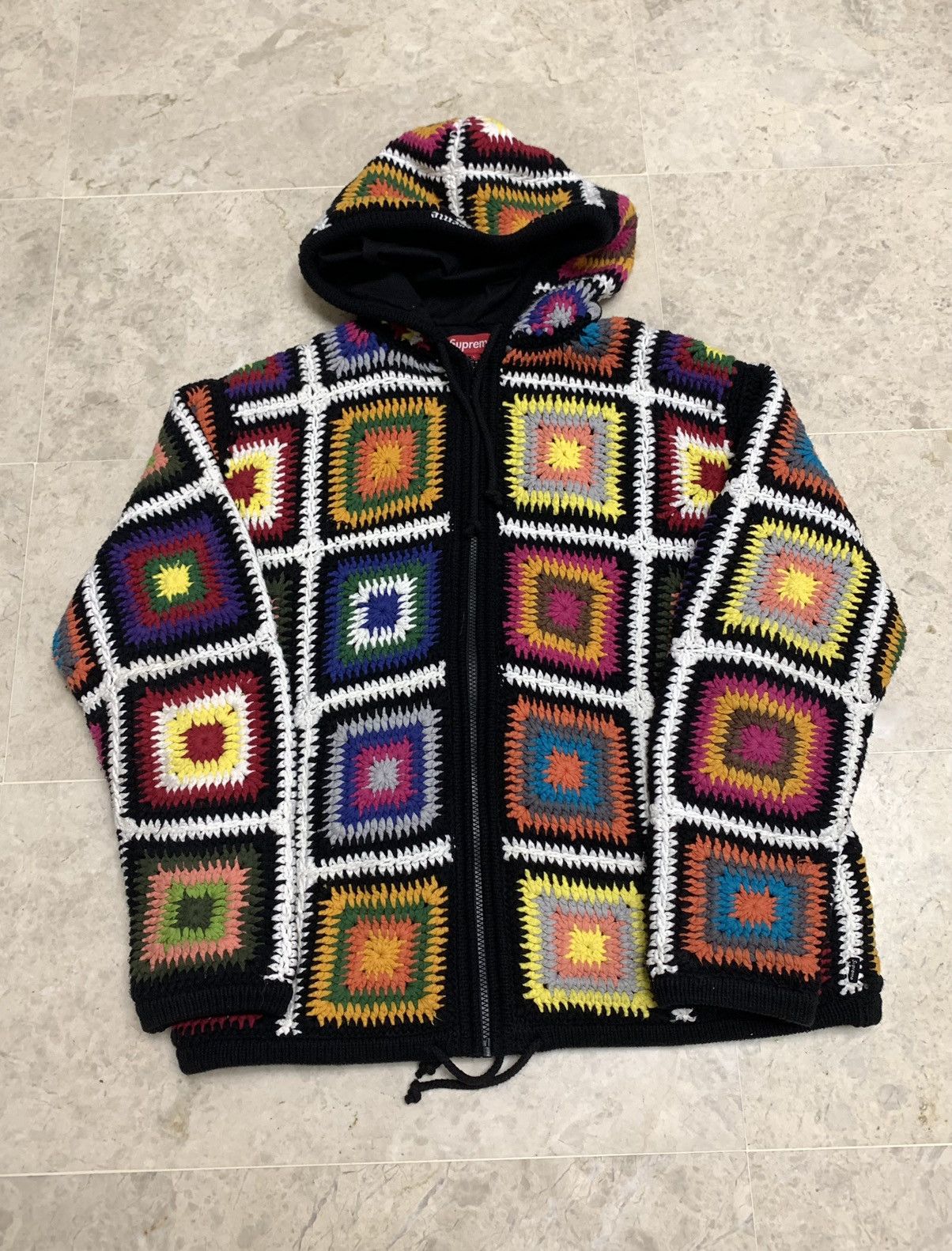 Supreme Supreme 20AW patchwork crochet hoodie | Grailed