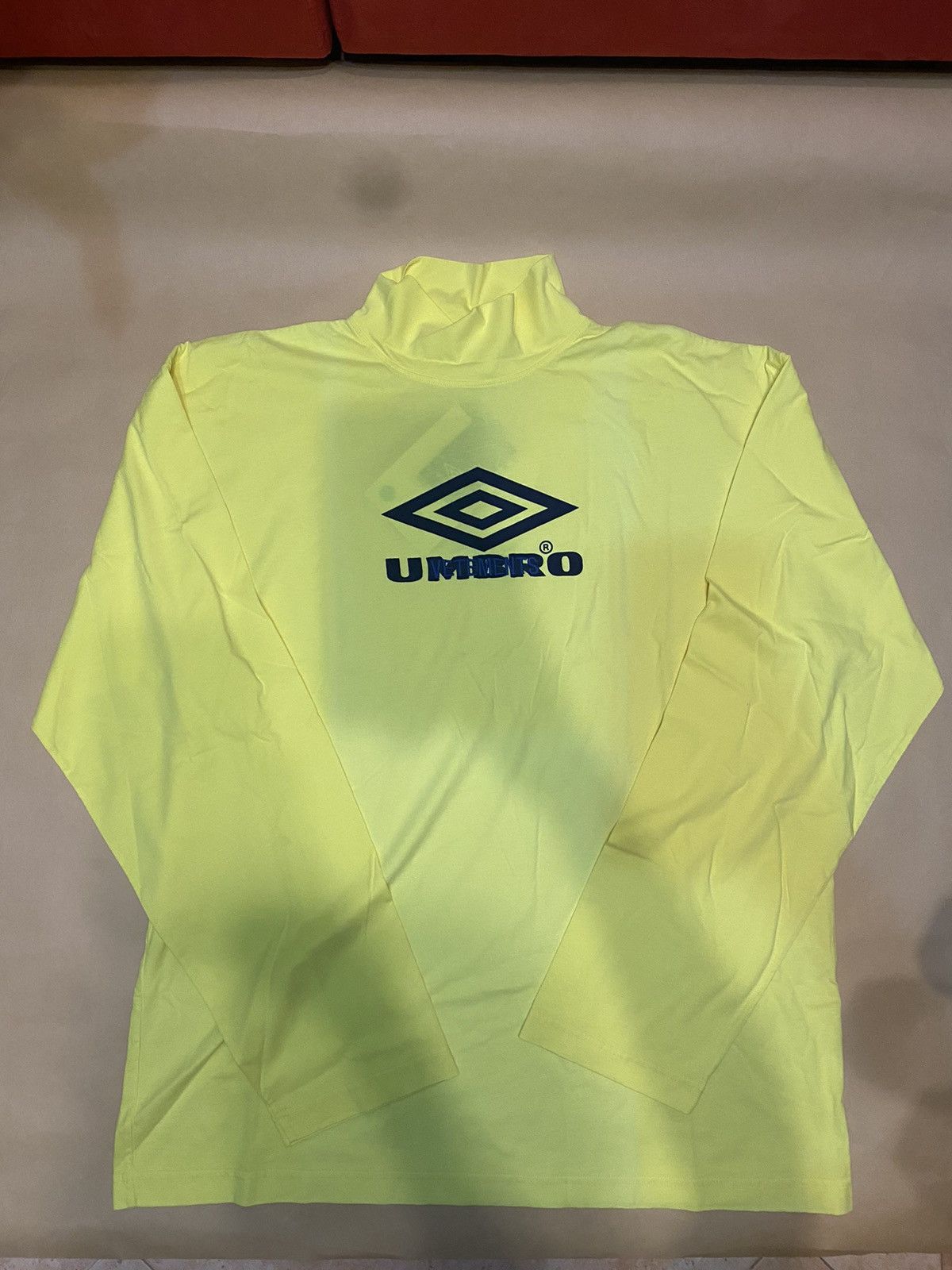 image of Collector Fav.vetements X Umbro Yellow Stand Collar Shirt in Bright Yellow, Men's (Size Medium)