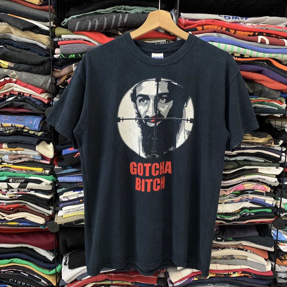 image of Rap Tees x Vintage VTG Osama Laden “Gotcha Bich” in Black, Men's (Size Medium)