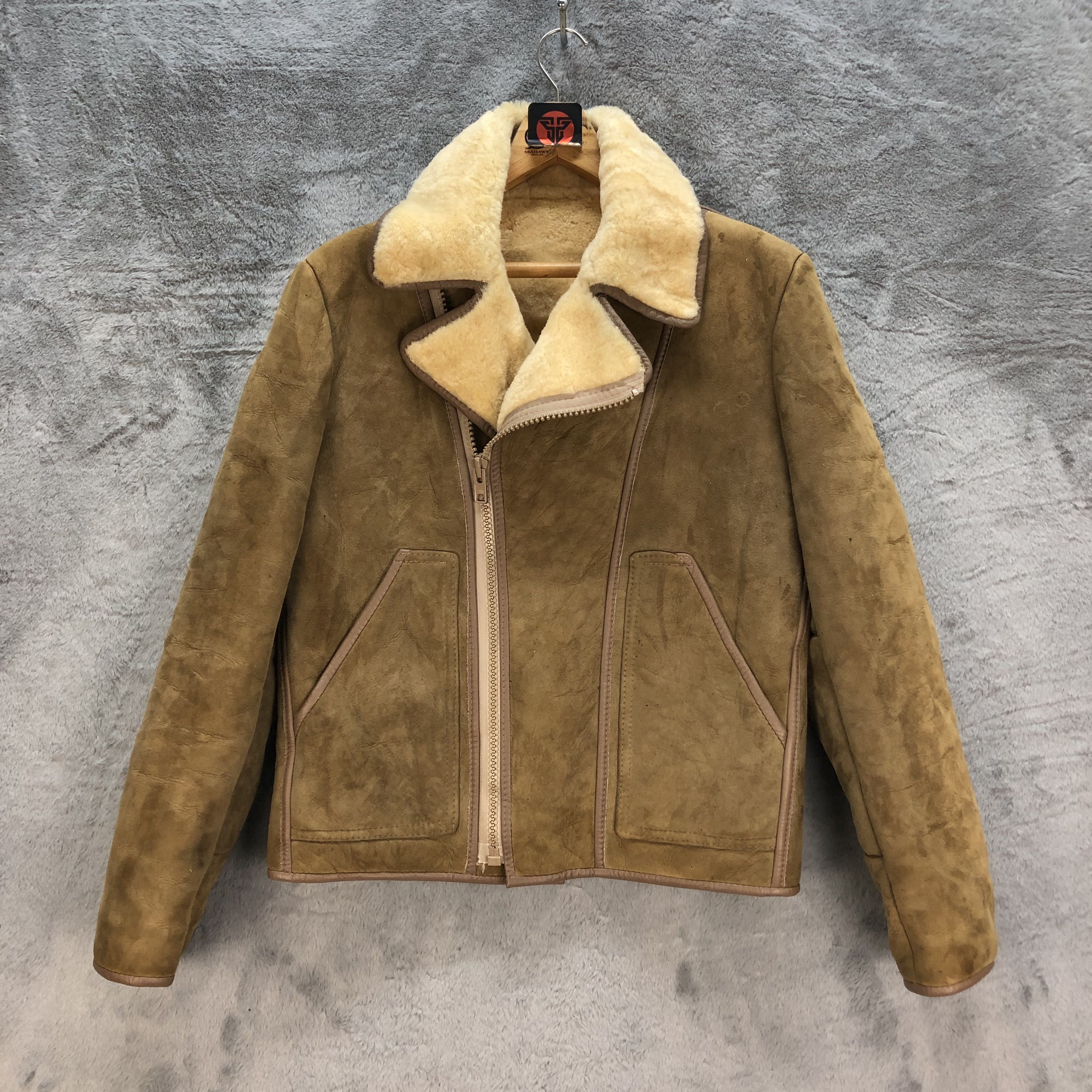 Vintage SKIN THINGS SUEDE SHEARLING DOUBLE COLLAR JACKET #7196-117 Size US S / EU 44-46 / 1 - 1 Thumbnail