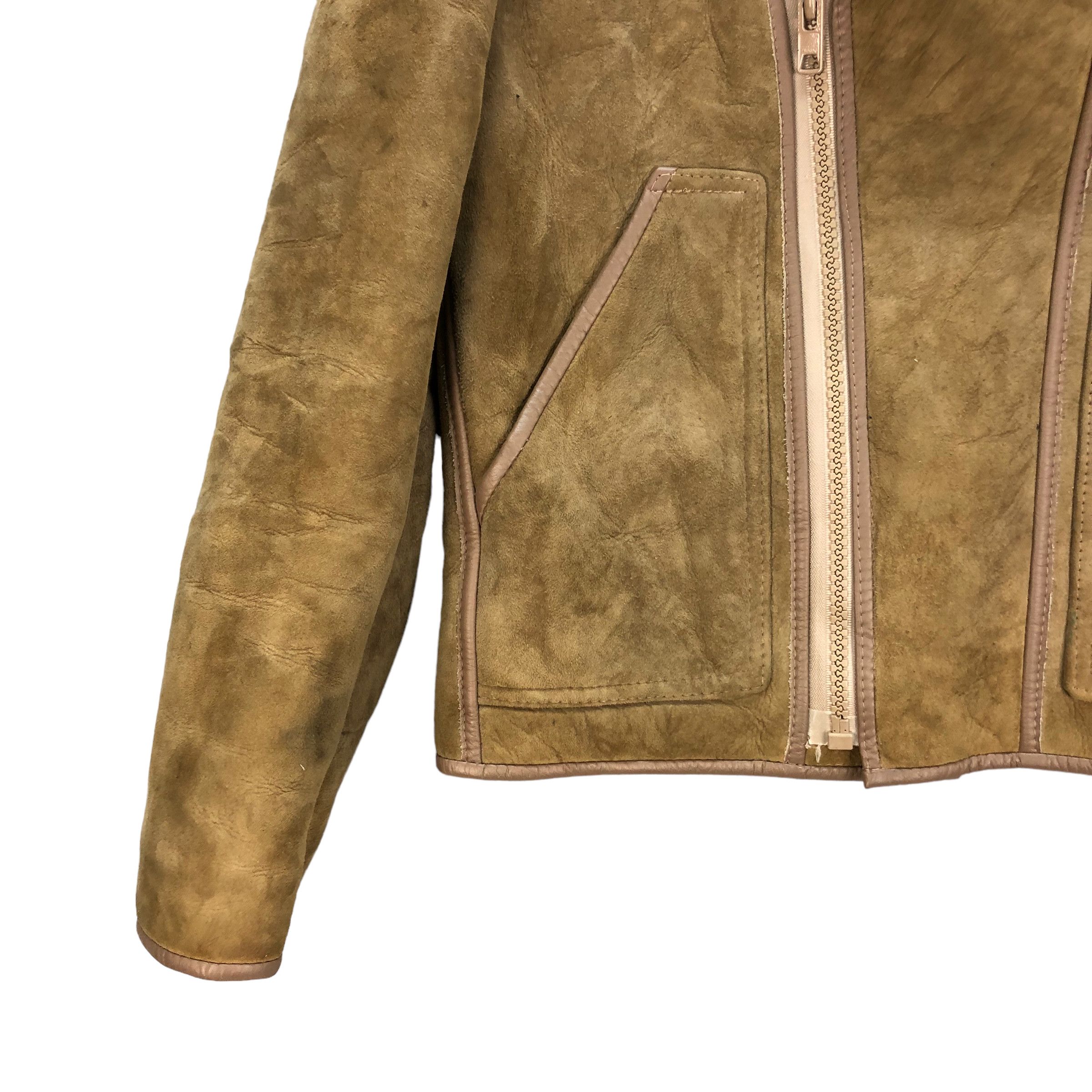 Vintage SKIN THINGS SUEDE SHEARLING DOUBLE COLLAR JACKET #7196-117 Size US S / EU 44-46 / 1 - 4 Thumbnail