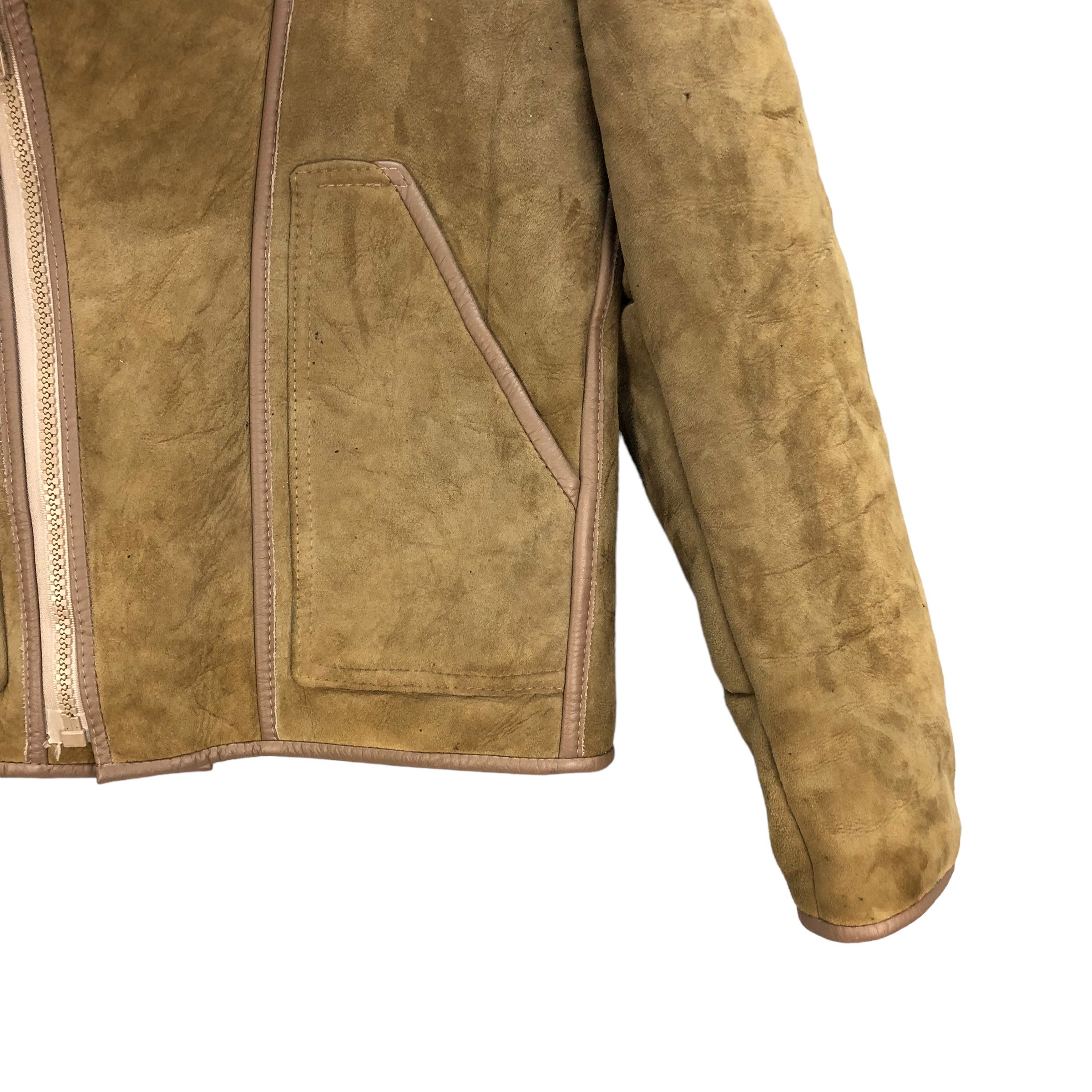 Vintage SKIN THINGS SUEDE SHEARLING DOUBLE COLLAR JACKET #7196-117 Size US S / EU 44-46 / 1 - 5 Thumbnail