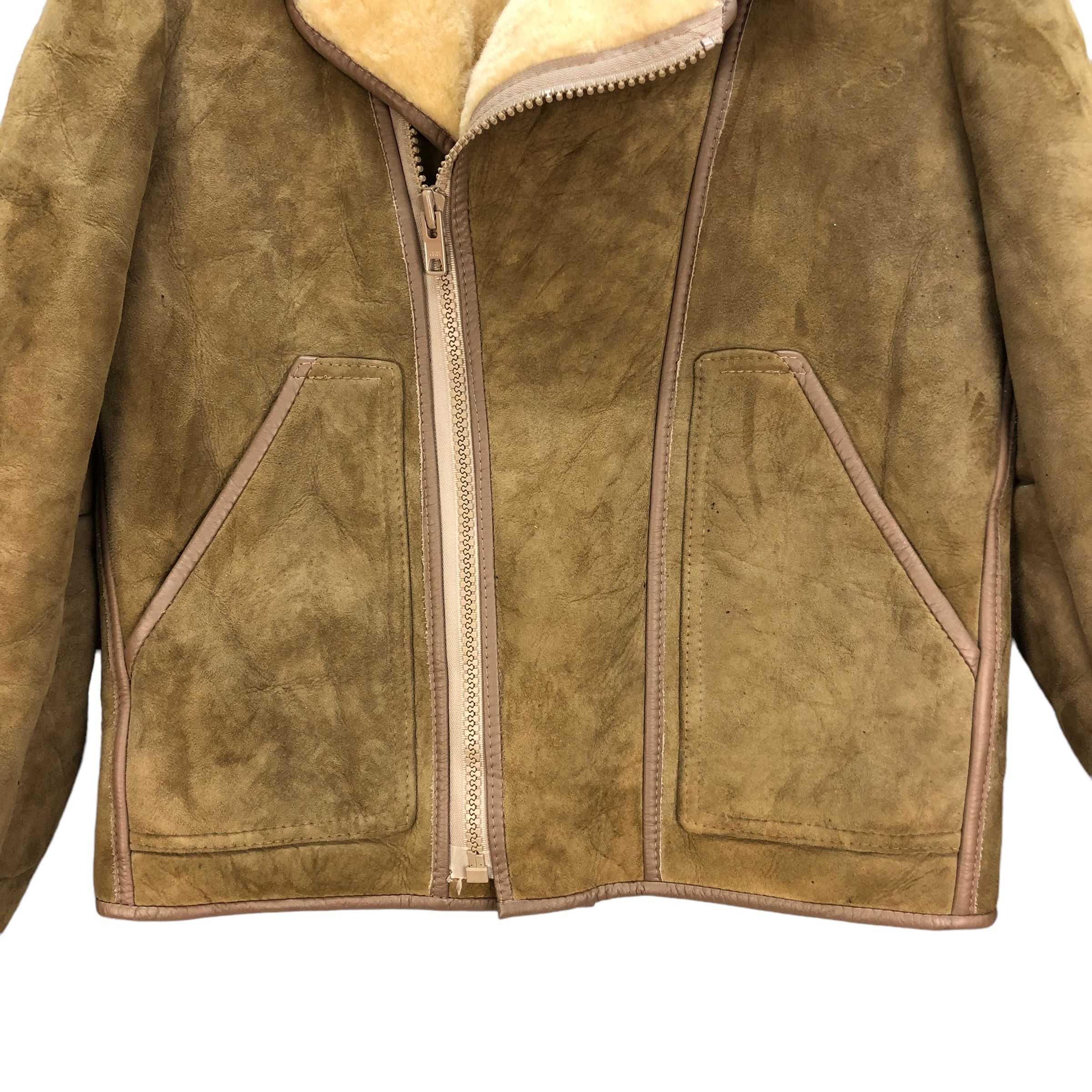 Vintage SKIN THINGS SUEDE SHEARLING DOUBLE COLLAR JACKET #7196-117 Size US S / EU 44-46 / 1 - 3 Thumbnail