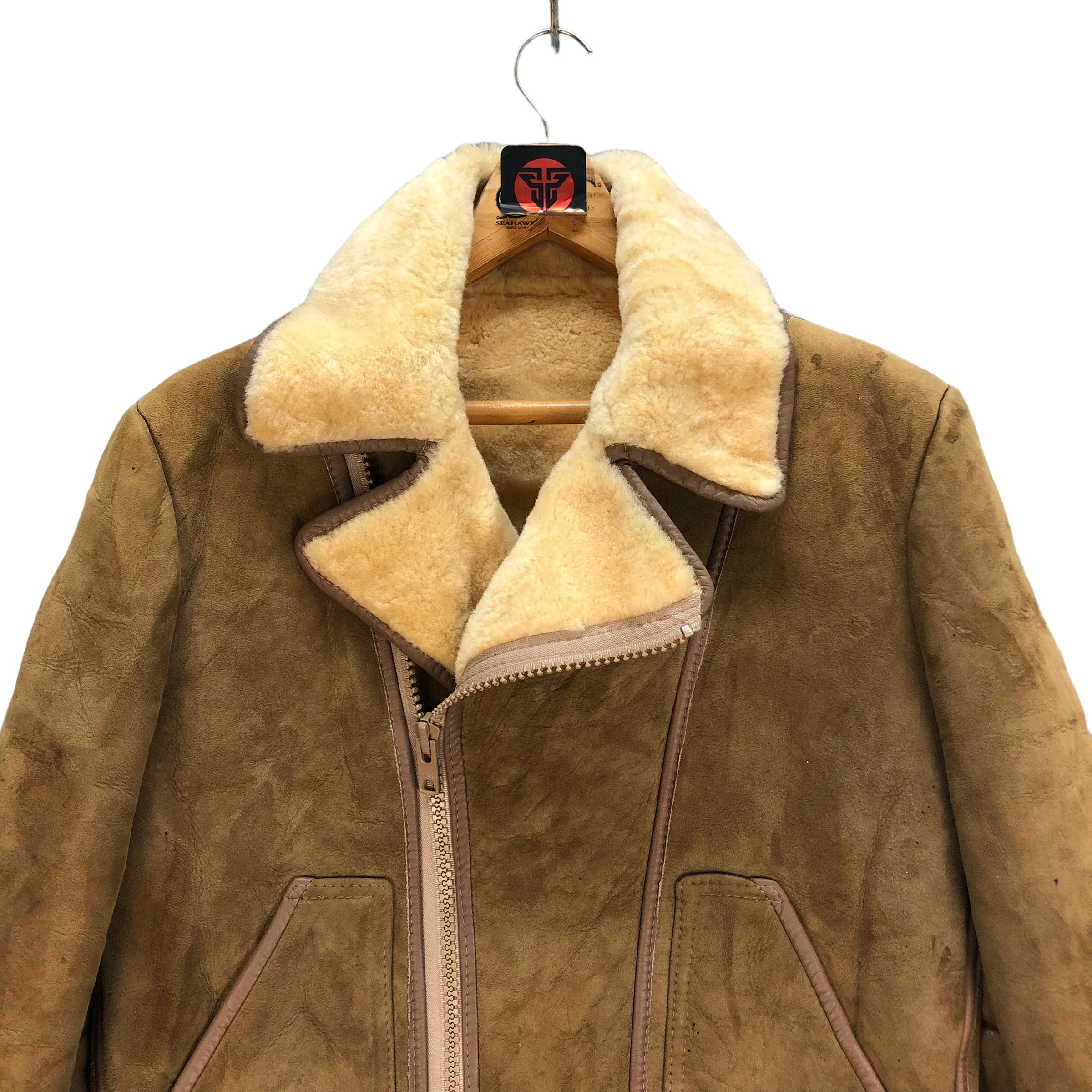 Vintage SKIN THINGS SUEDE SHEARLING DOUBLE COLLAR JACKET #7196-117 Size US S / EU 44-46 / 1 - 2 Thumbnail