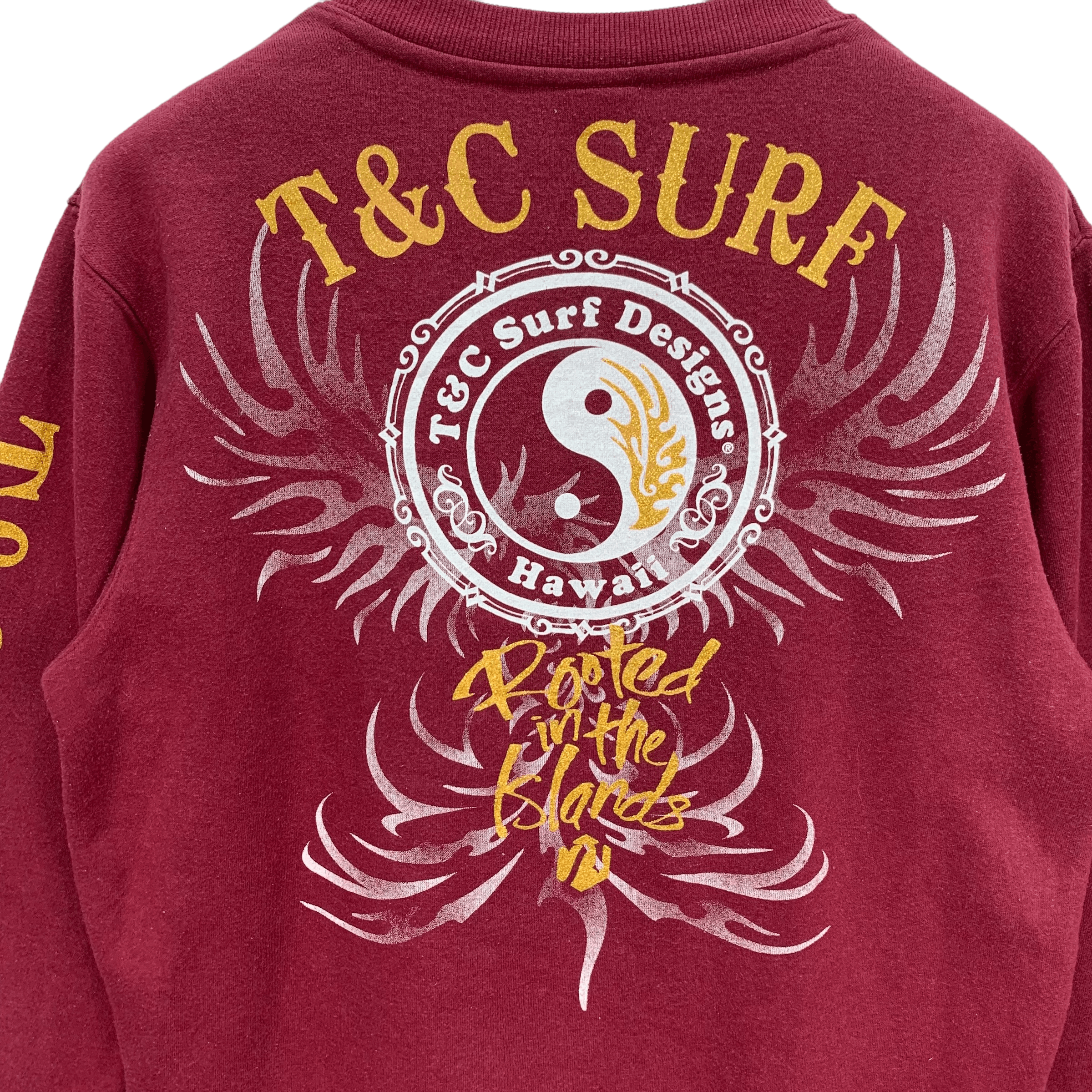 Japanese Brand T&C Surf Designs Hawaii Big Logo Maroon Sweatshirt 4104-142 Size US M / EU 48-50 / 2 - 2 Thumbnail