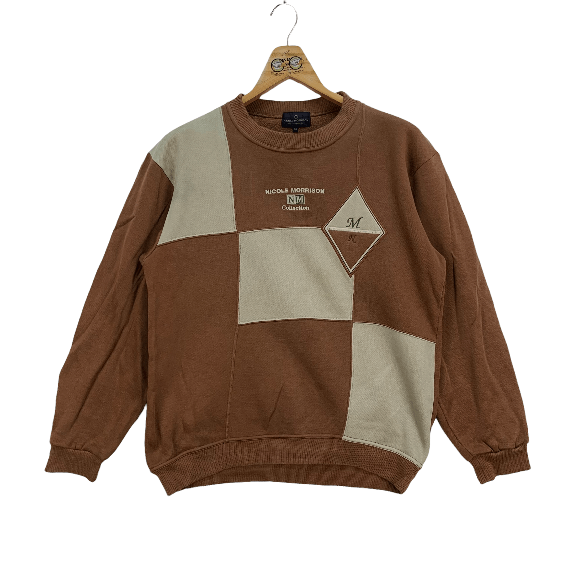 image of Vintage Nicole Morrison Collection Colorblock Sweatshirts 4072-141 in Brown, Men's (Size Medium)