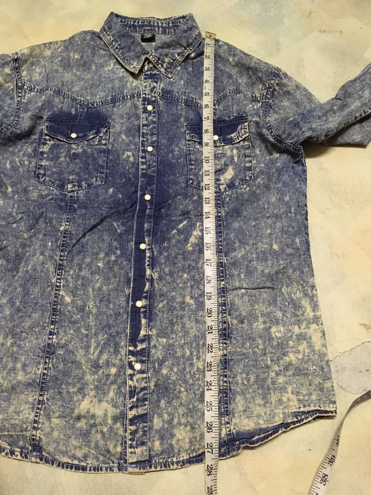 Japanese Brand Acid Wash Distressed Style Button Up Shirt Size US XL / EU 56 / 4 - 8 Thumbnail