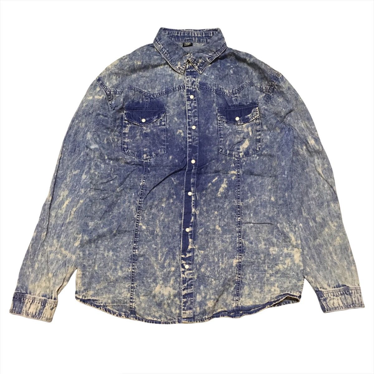 Japanese Brand Acid Wash Distressed Style Button Up Shirt Size US XL / EU 56 / 4 - 1 Thumbnail