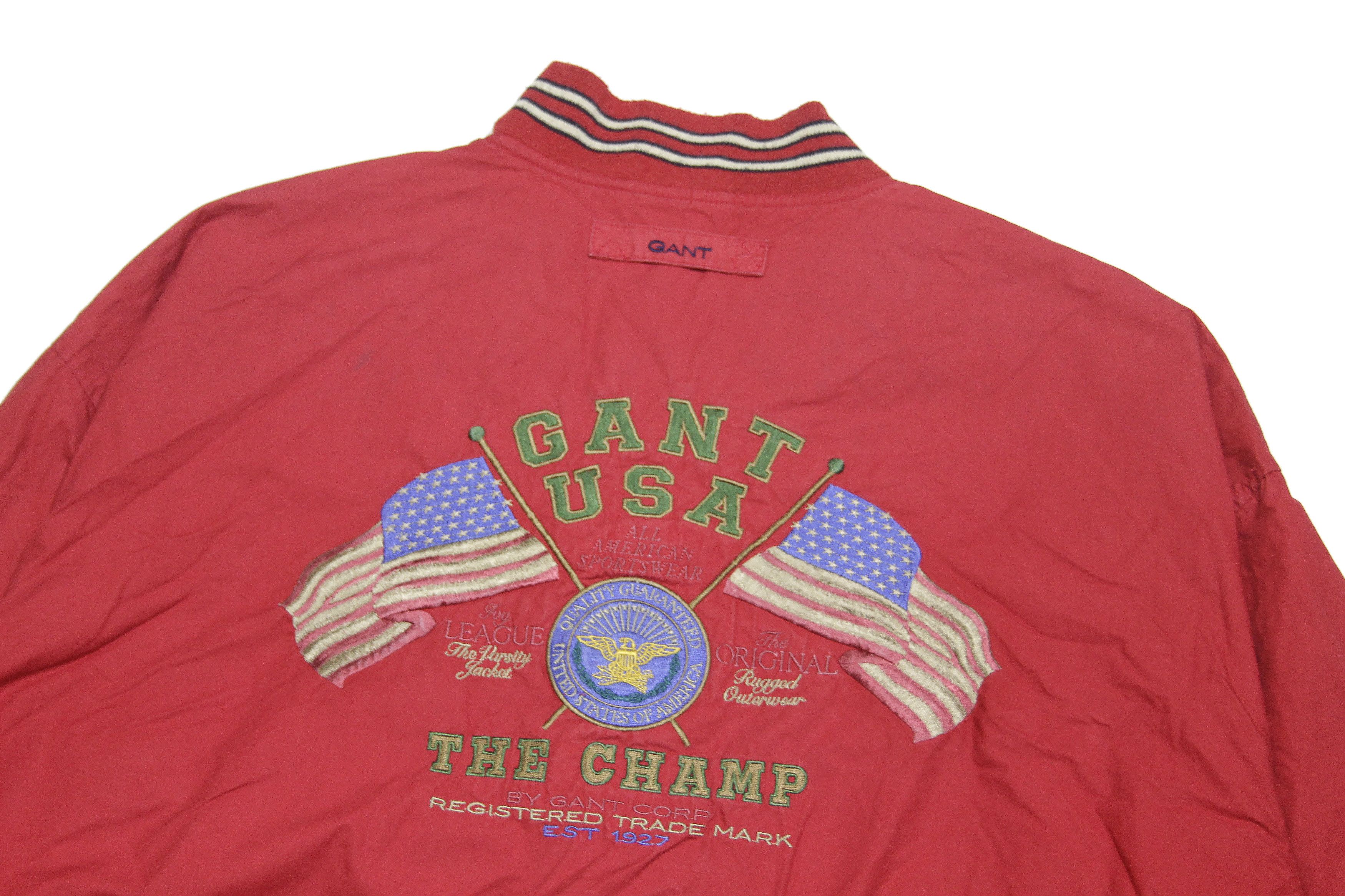 Gant 90S USA Big Logo Varsity Red Bomber Jacket Size US XXL / EU 58 / 5 - 3 Thumbnail