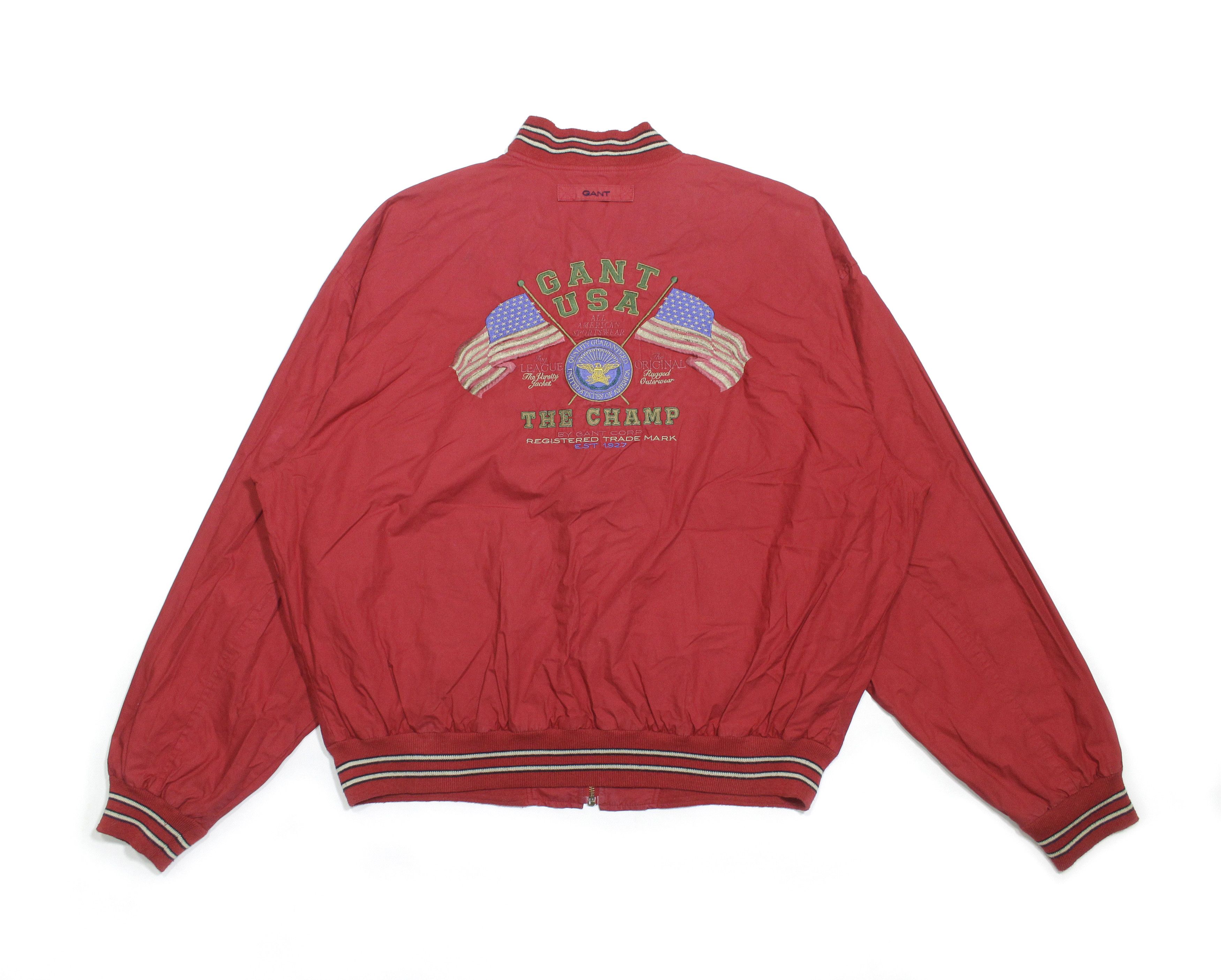 Gant 90S USA Big Logo Varsity Red Bomber Jacket Size US XXL / EU 58 / 5 - 1 Thumbnail