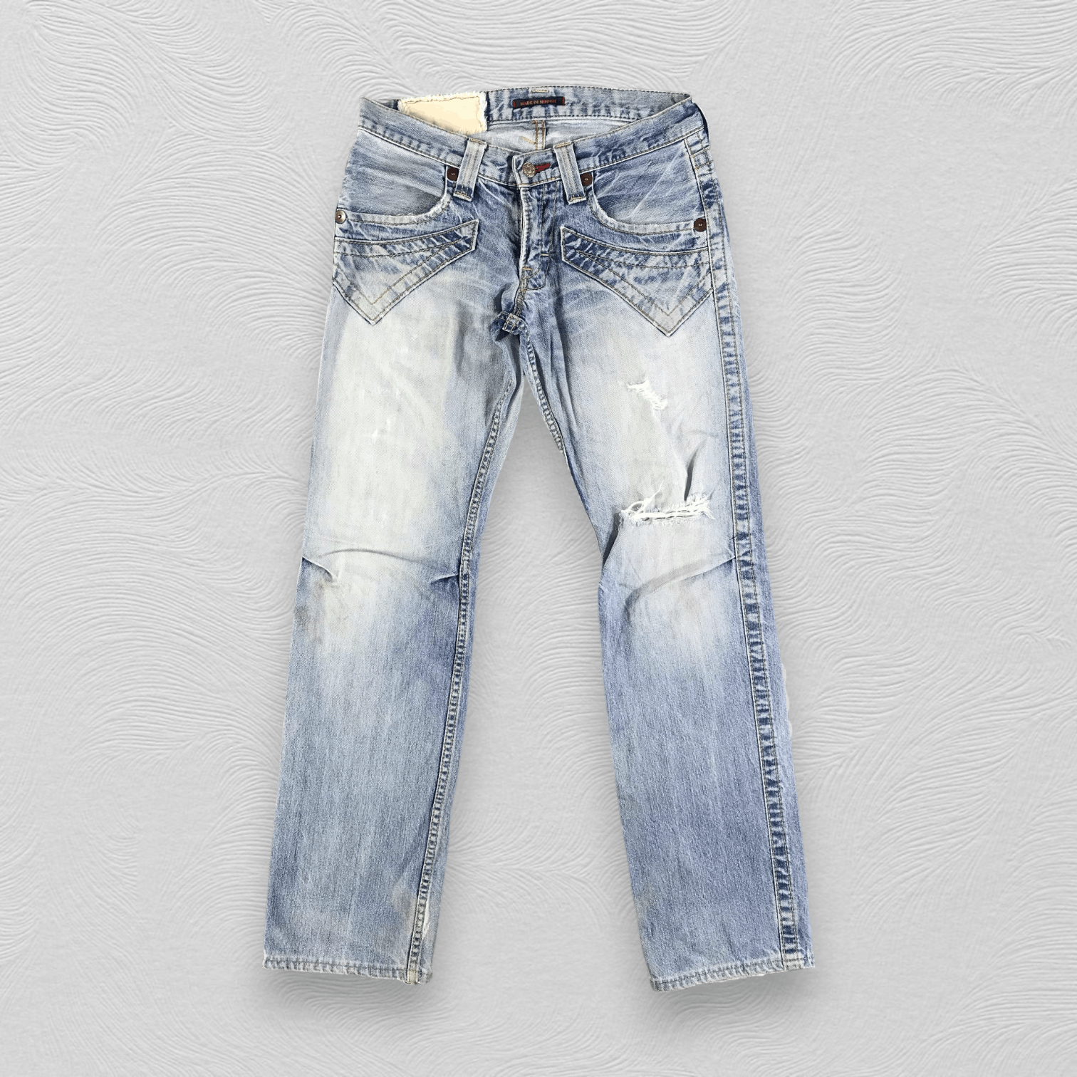 image of Blue Way Jeans Distressed Denim Kj2025, Men's (Size 28)
