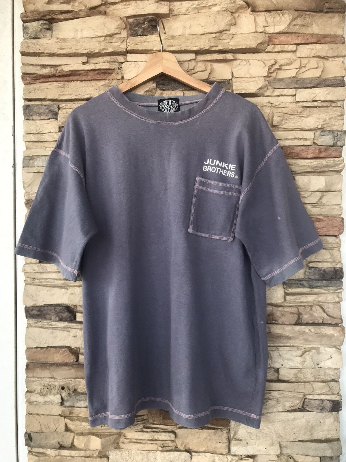 image of Octopus Army Junkie Brothers Pocket T-Shirt in Dusty Purple, Men's (Size Large)