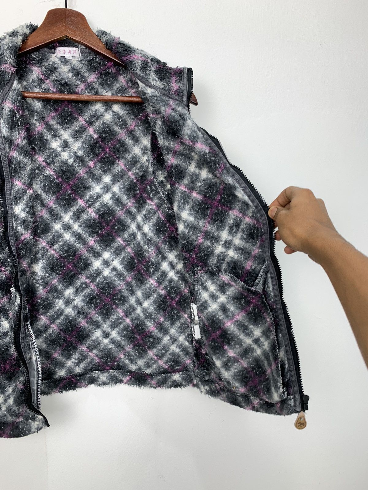 Japanese Brand Plaid Checkered Allover Fullprinted Fur Sherpa Vest Jacket Size S / US 4 / IT 40 - 17 Thumbnail