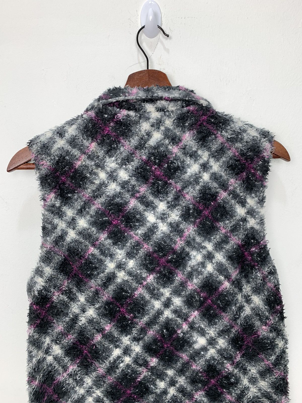 Japanese Brand Plaid Checkered Allover Fullprinted Fur Sherpa Vest Jacket Size S / US 4 / IT 40 - 14 Thumbnail