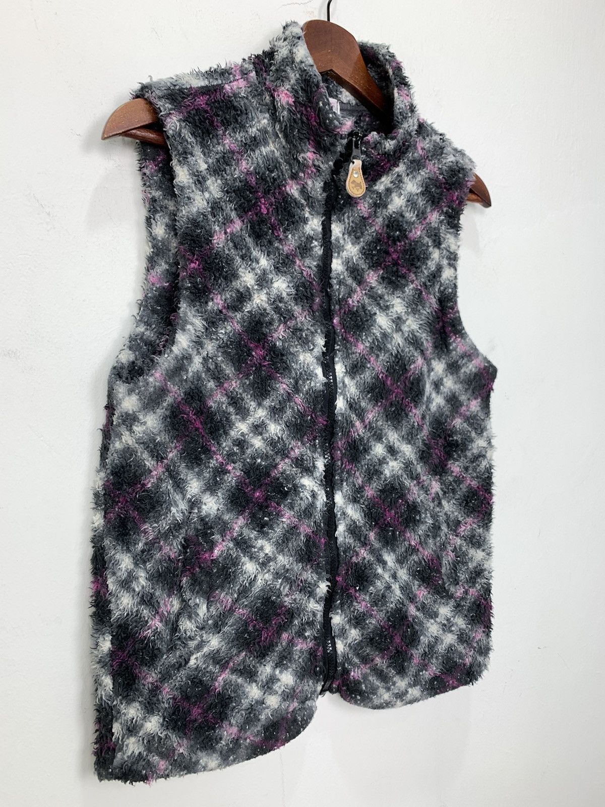 Japanese Brand Plaid Checkered Allover Fullprinted Fur Sherpa Vest Jacket Size S / US 4 / IT 40 - 7 Thumbnail