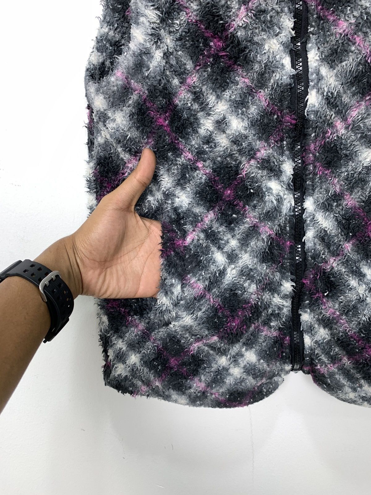 Japanese Brand Plaid Checkered Allover Fullprinted Fur Sherpa Vest Jacket Size S / US 4 / IT 40 - 12 Thumbnail