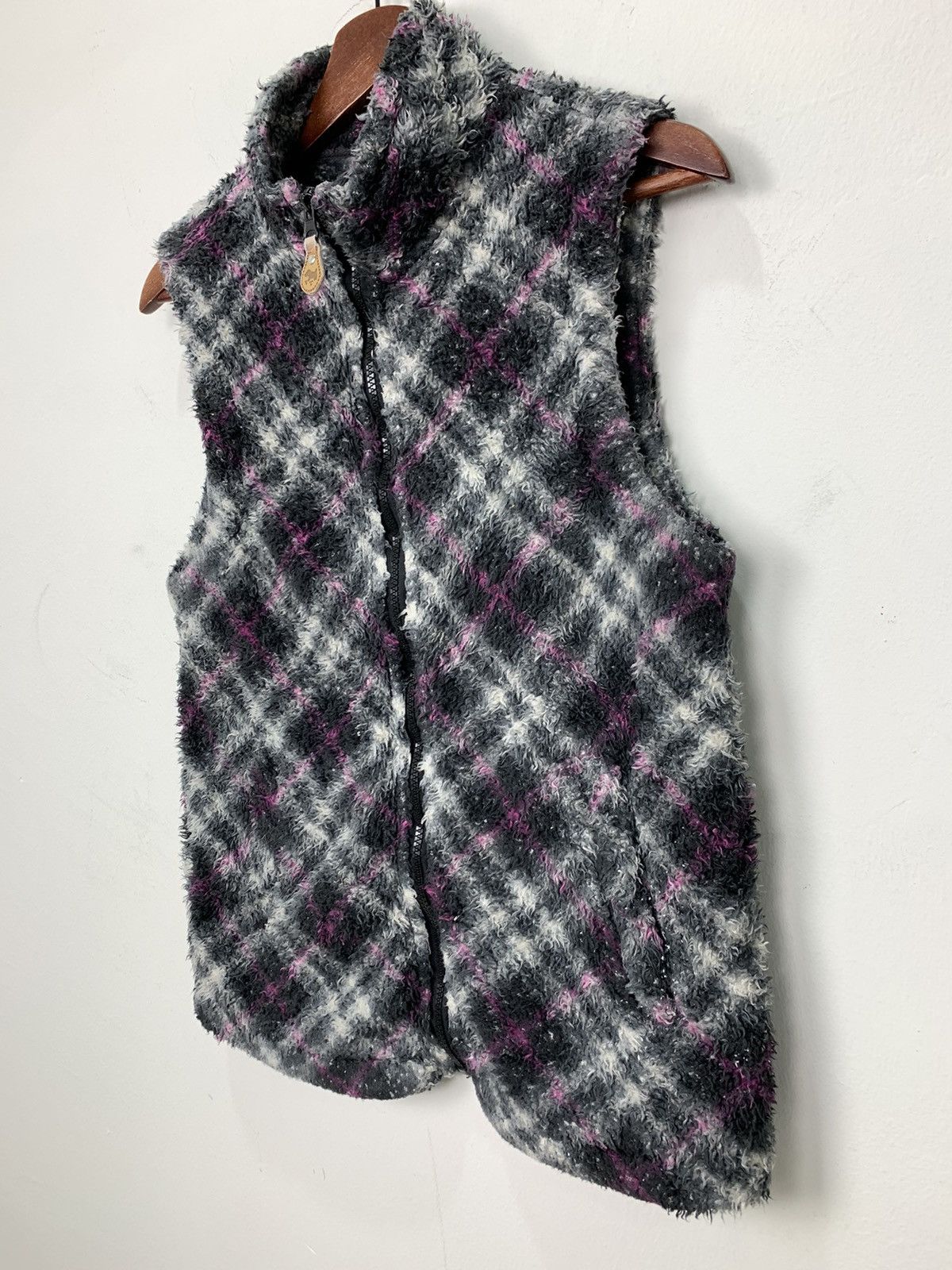 Japanese Brand Plaid Checkered Allover Fullprinted Fur Sherpa Vest Jacket Size S / US 4 / IT 40 - 8 Thumbnail