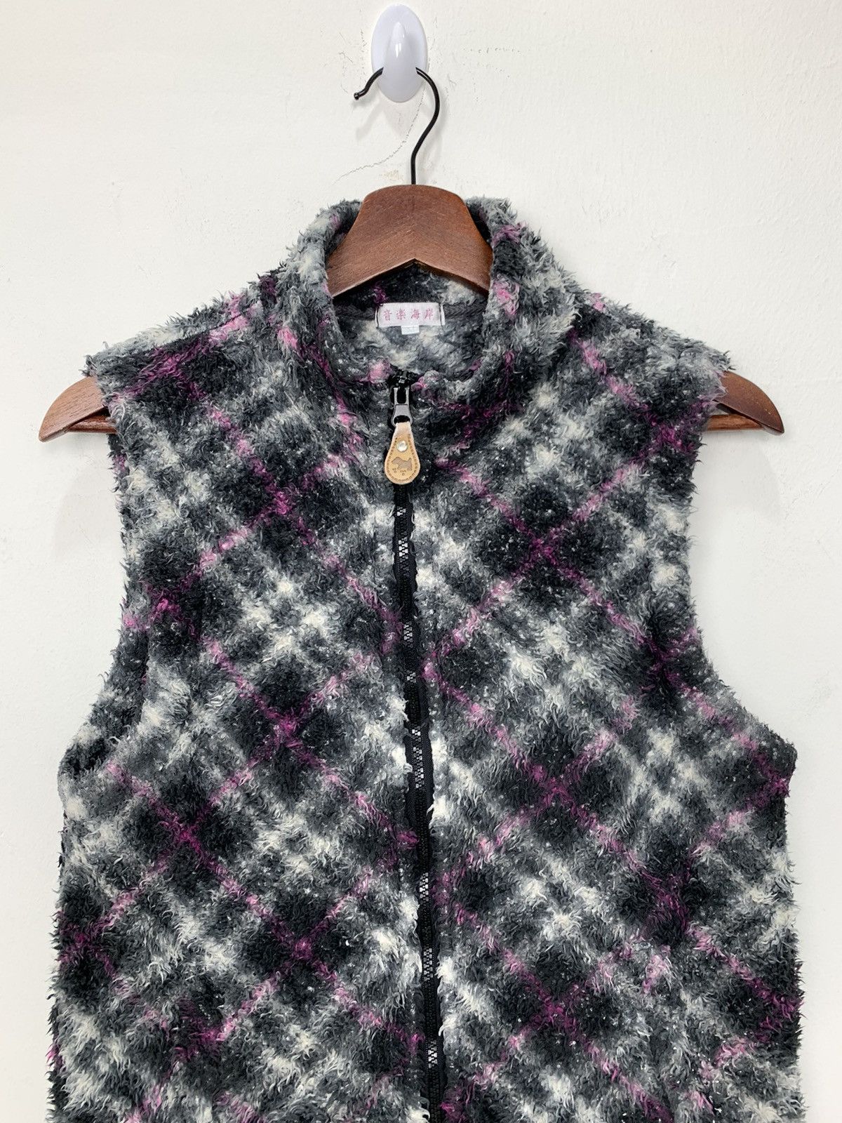 Japanese Brand Plaid Checkered Allover Fullprinted Fur Sherpa Vest Jacket Size S / US 4 / IT 40 - 5 Thumbnail