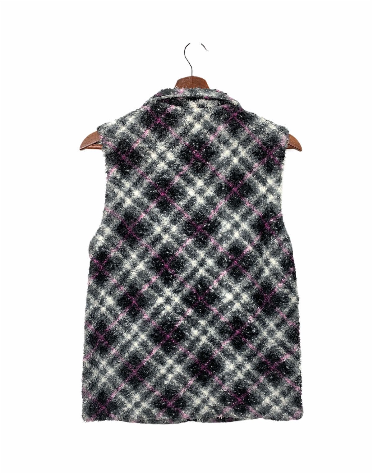 Japanese Brand Plaid Checkered Allover Fullprinted Fur Sherpa Vest Jacket Size S / US 4 / IT 40 - 3 Thumbnail