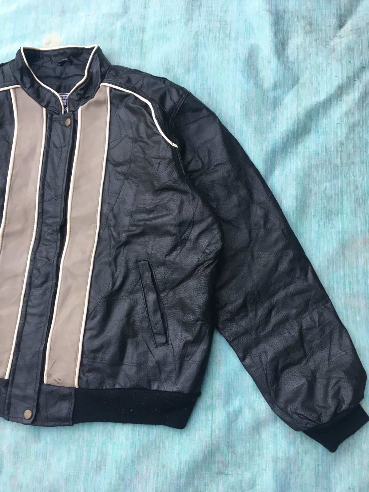 Other Vintage Diamond Plate Leather Jacket Biker Jacket Size US L / EU 52-54 / 3 - 4 Thumbnail