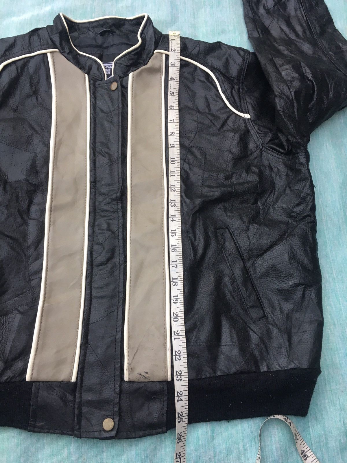 Other Vintage Diamond Plate Leather Jacket Biker Jacket Size US L / EU 52-54 / 3 - 14 Thumbnail