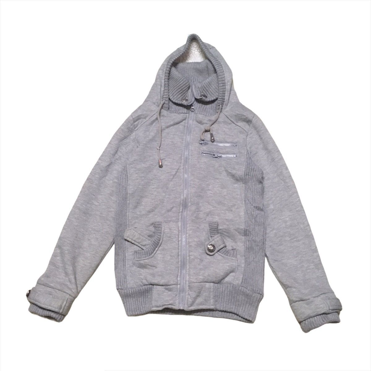 image of Seditionaries Shiny Ripple Sweater Jacket Hoody in Grey, Men's (Size Medium)