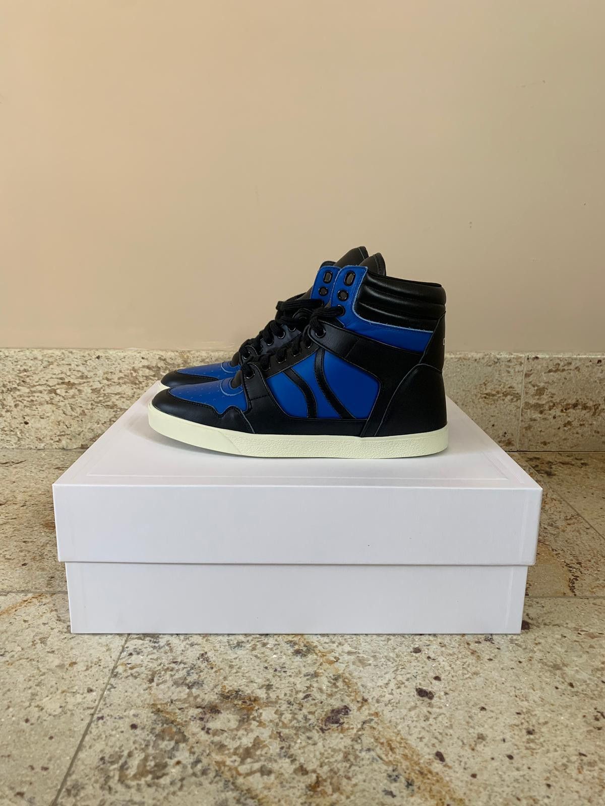 image of Celine Mid Top Brake Sneaker In Black & Blue in Black/Blue, Men's (Size 6)