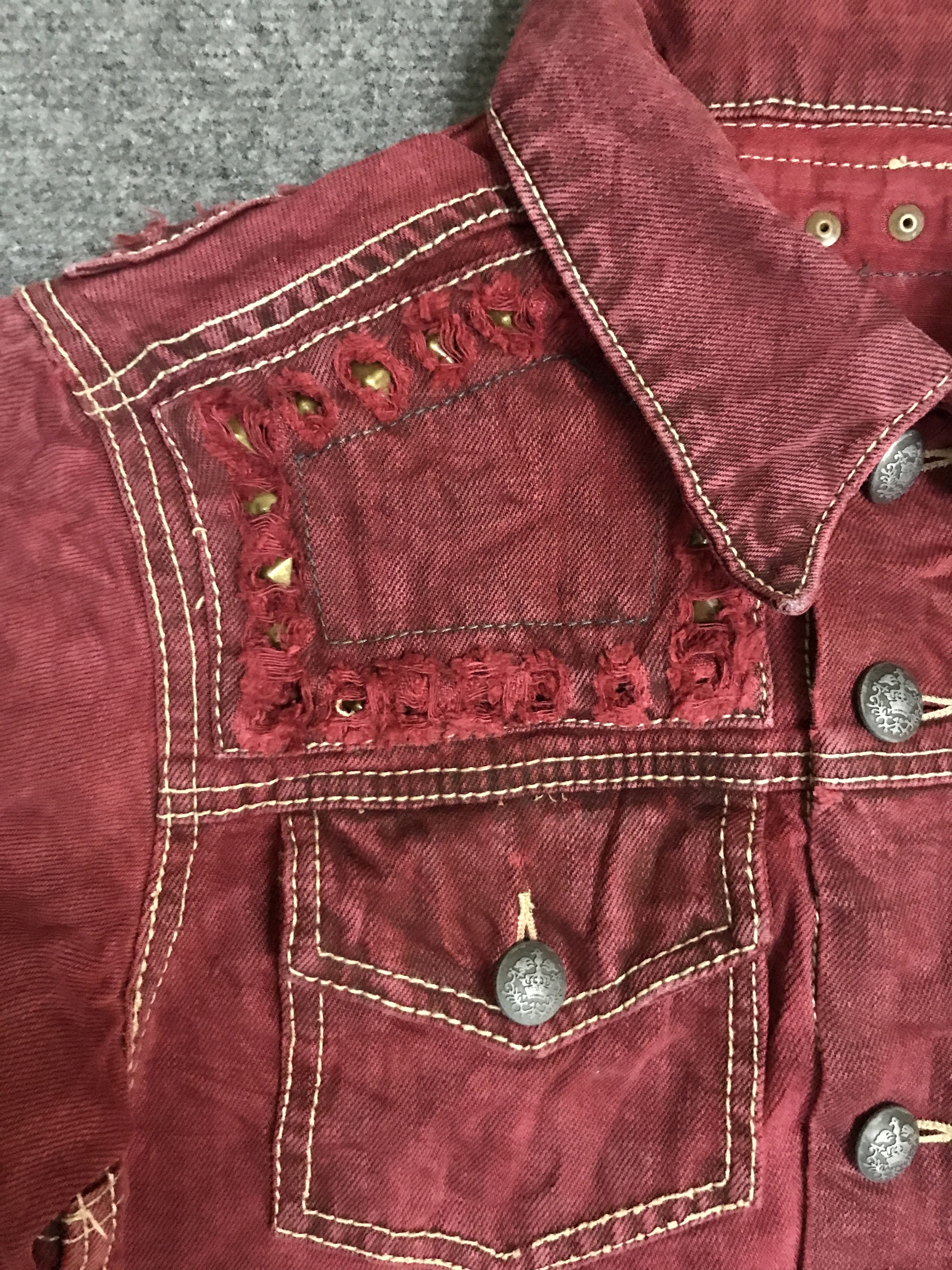 Seditionaries J43 Statement Jeans Spike Distressed Trucker Jacket Size M / US 6-8 / IT 42-44 - 7 Thumbnail