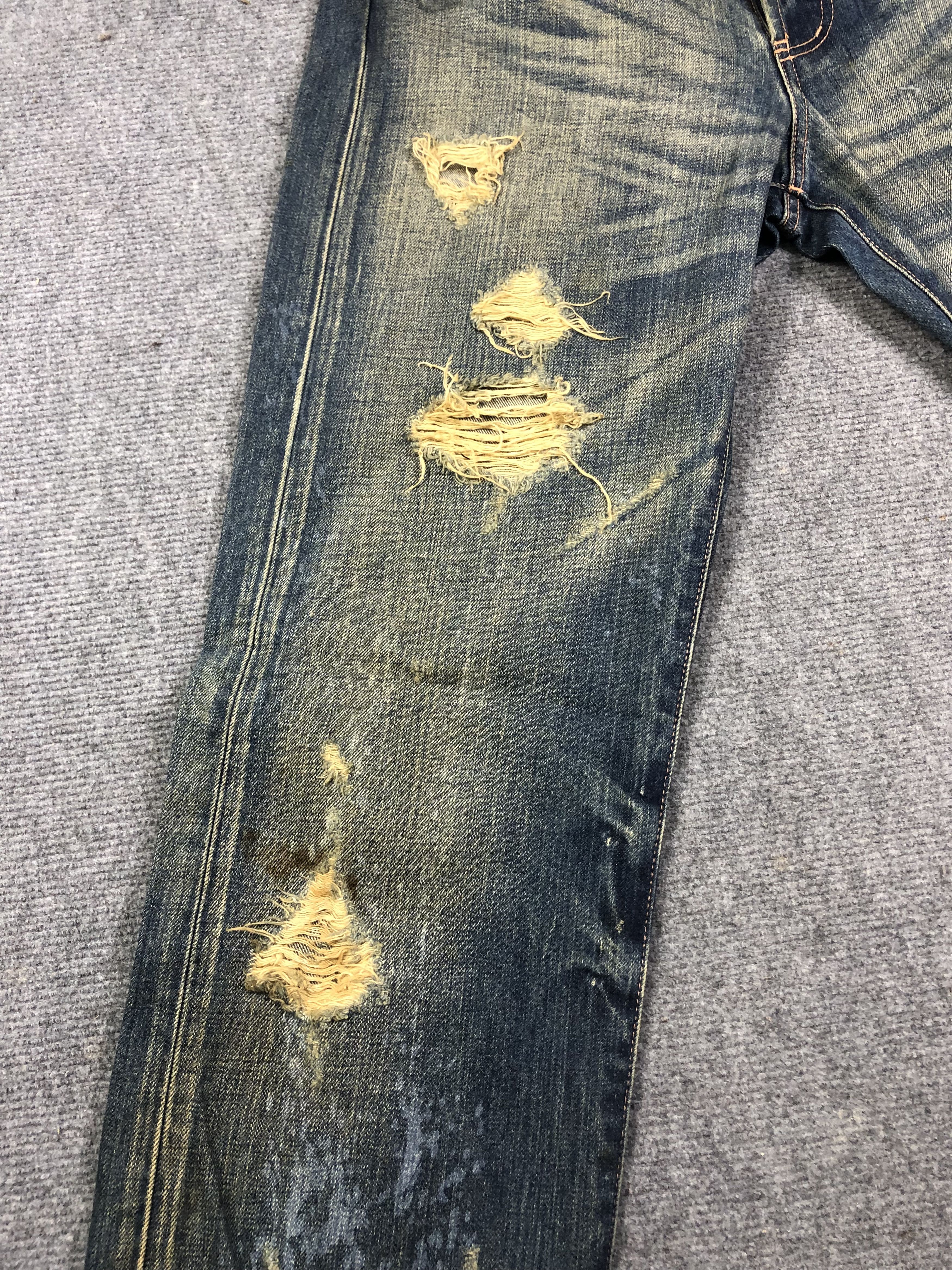 Japanese Brand SOUL OF FREEDOM DISTRESSED WASHED BLUE DENIM 34x32 Size US 34 / EU 50 - 10 Thumbnail