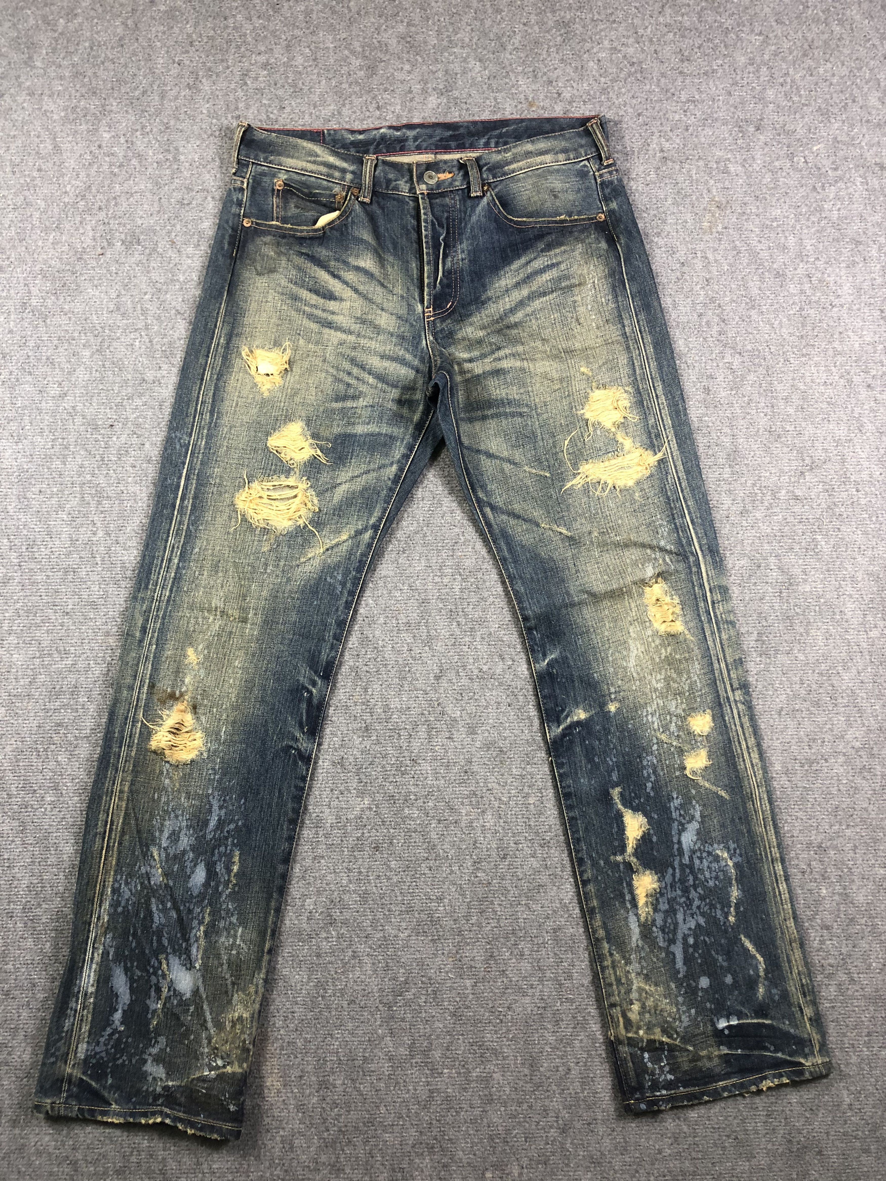 Japanese Brand SOUL OF FREEDOM DISTRESSED WASHED BLUE DENIM 34x32 Size US 34 / EU 50 - 1 Thumbnail