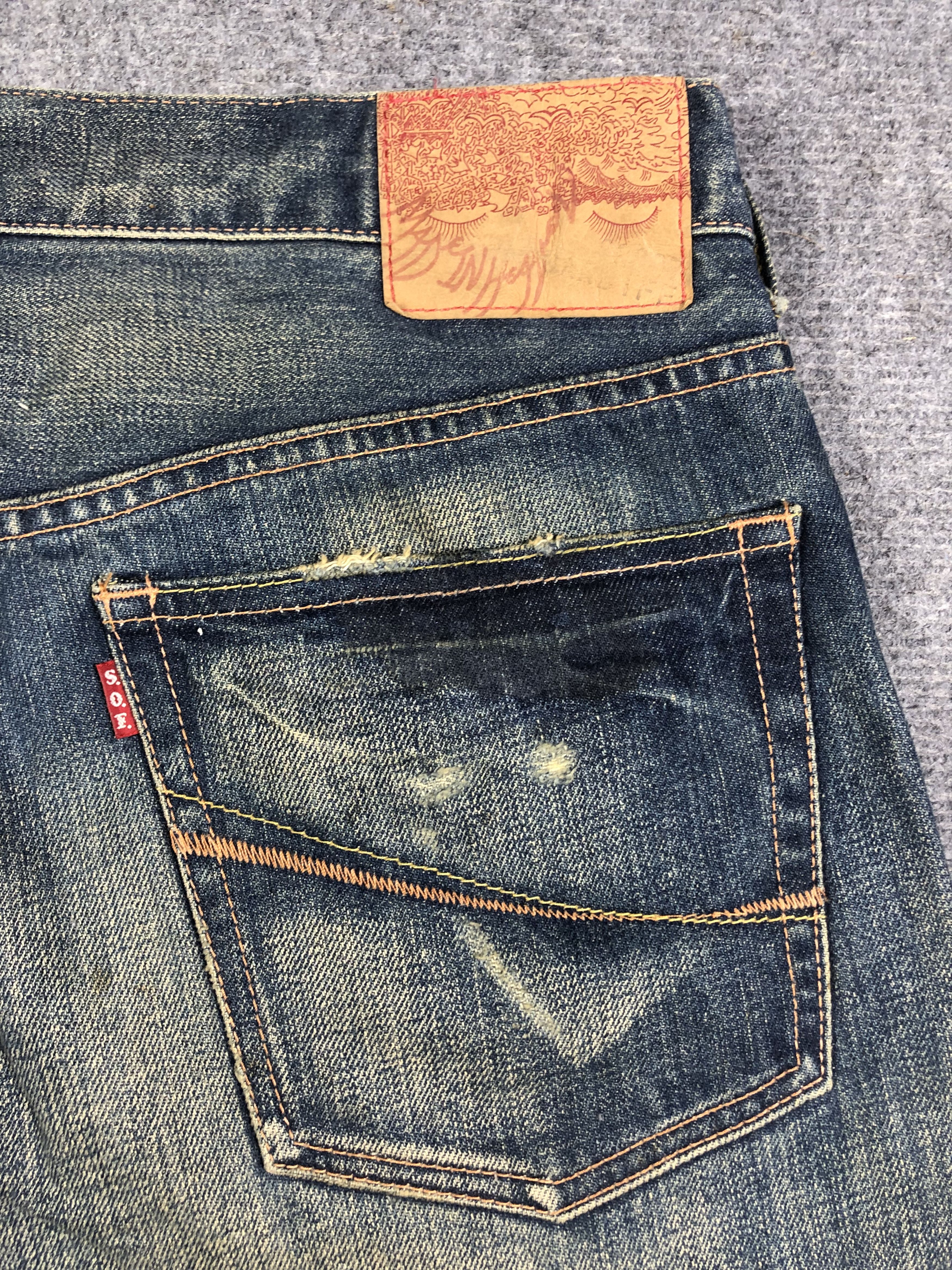 Japanese Brand SOUL OF FREEDOM DISTRESSED WASHED BLUE DENIM 34x32 Size US 34 / EU 50 - 14 Thumbnail